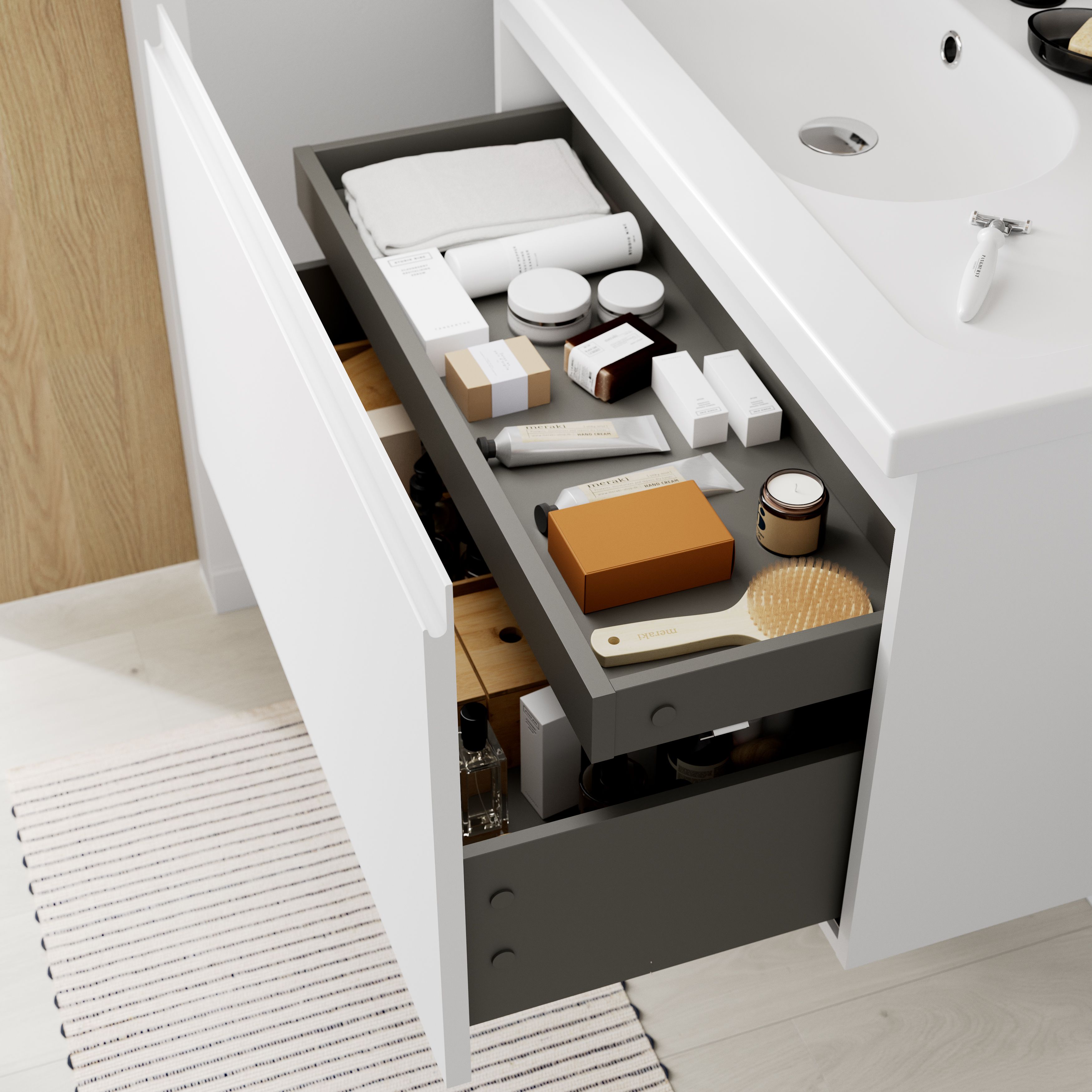 GoodHome Levanna Matt White Single Wall-mounted Bathroom Cabinet (H)48cm (W)80cm