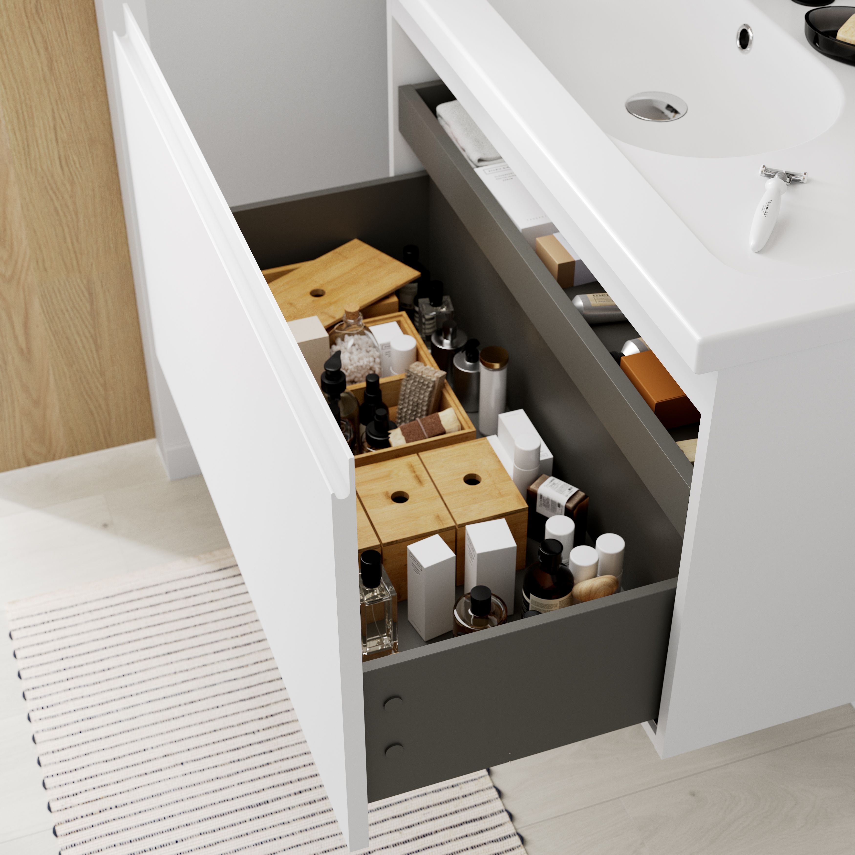 GoodHome Levanna Matt White Single Wall-mounted Bathroom Cabinet (H)48cm (W)80cm