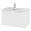 GoodHome Levanna Matt White Single Wall-mounted Bathroom Cabinet (H)48cm (W)80cm