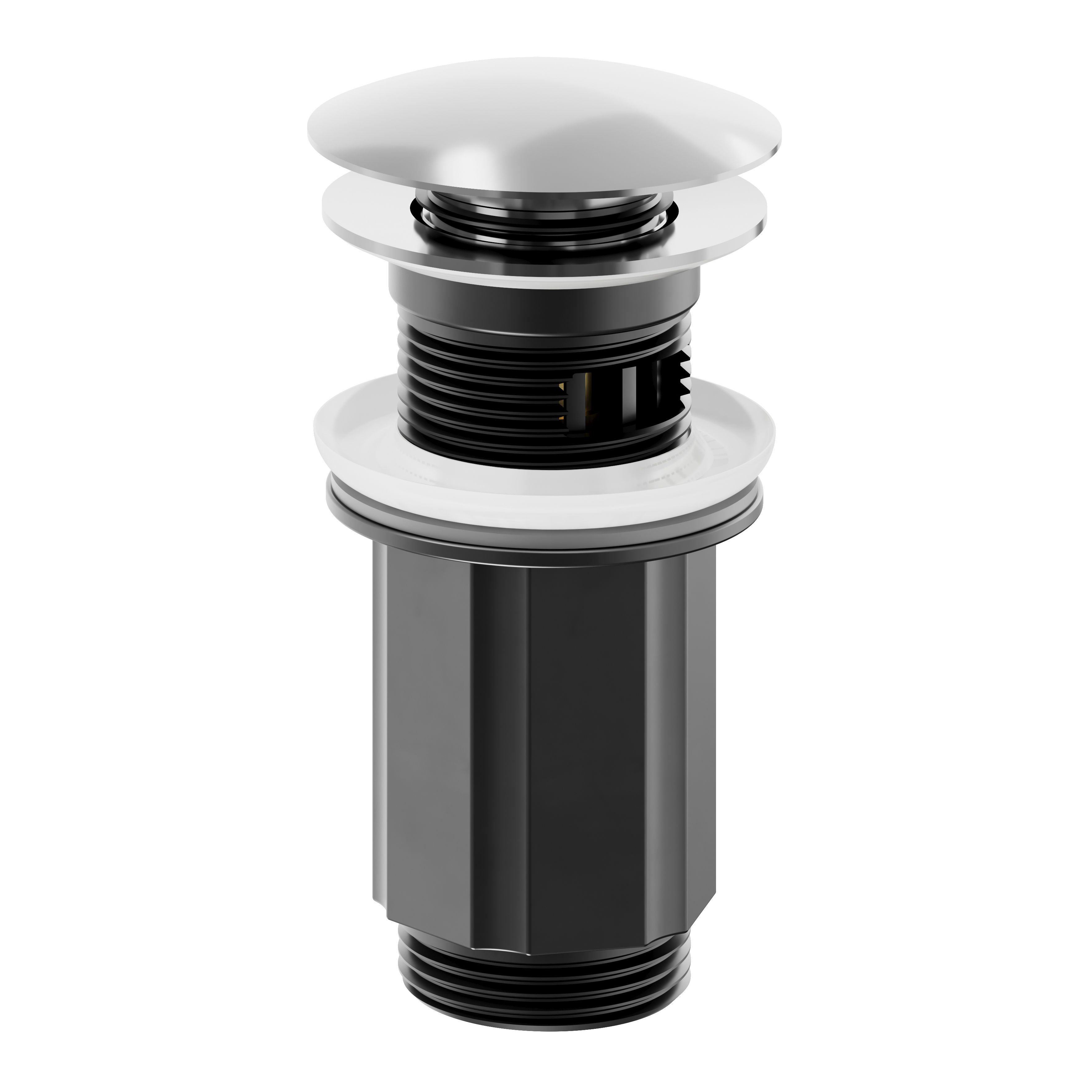 GoodHome Levanna Medium Gloss chrome effect Round Deck-mounted Manual Basin Mixer Tap
