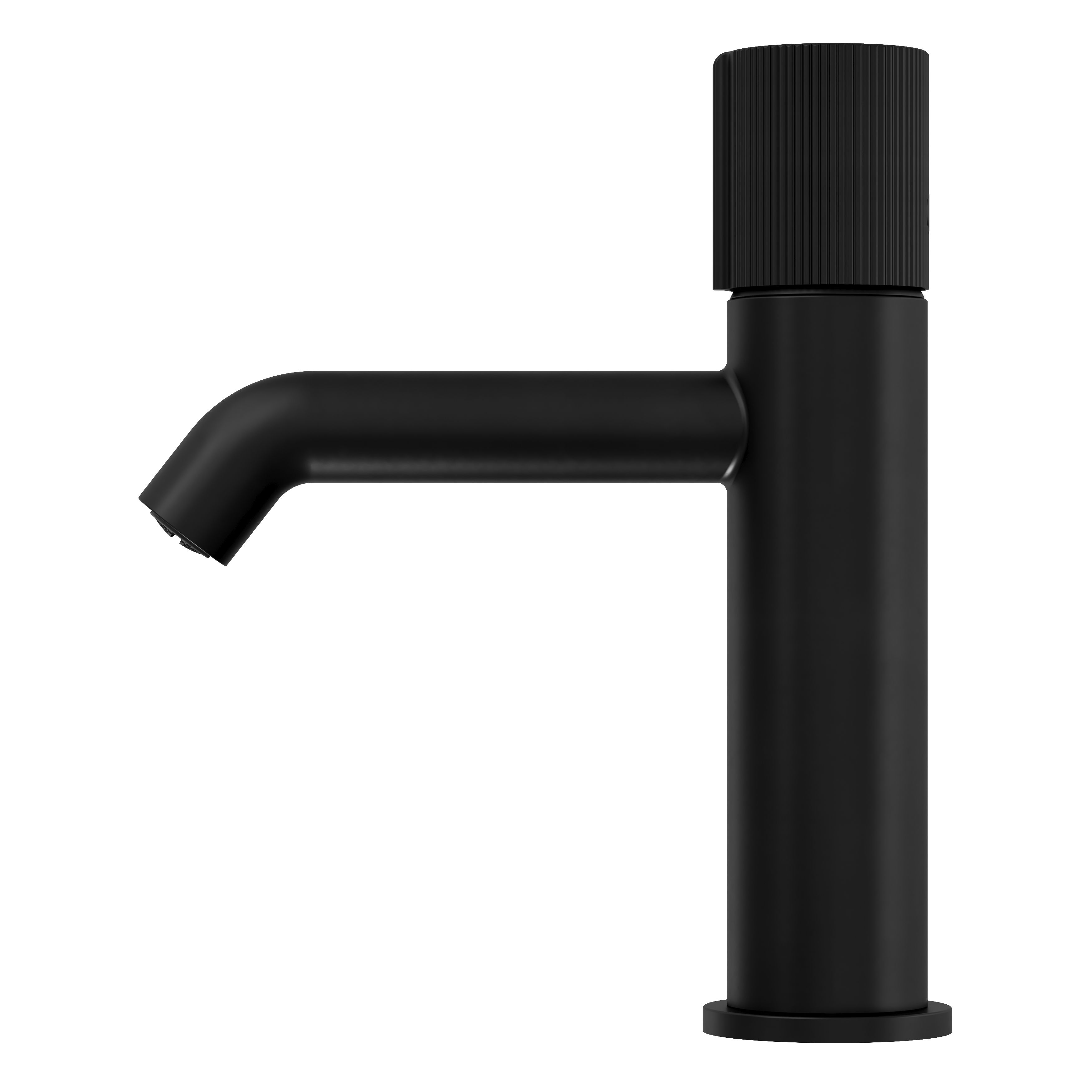 GoodHome Levanna Medium Matt Black Round Deck-mounted Manual Basin Mixer Tap