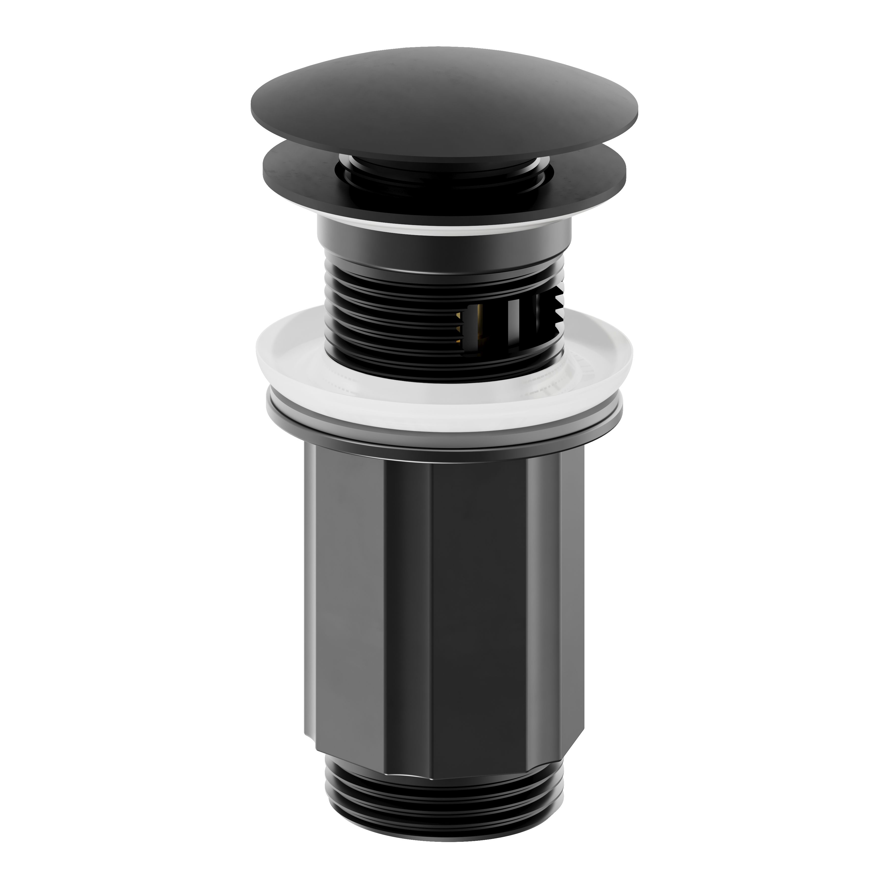GoodHome Levanna Medium Matt Black Round Deck-mounted Manual Basin Mixer Tap