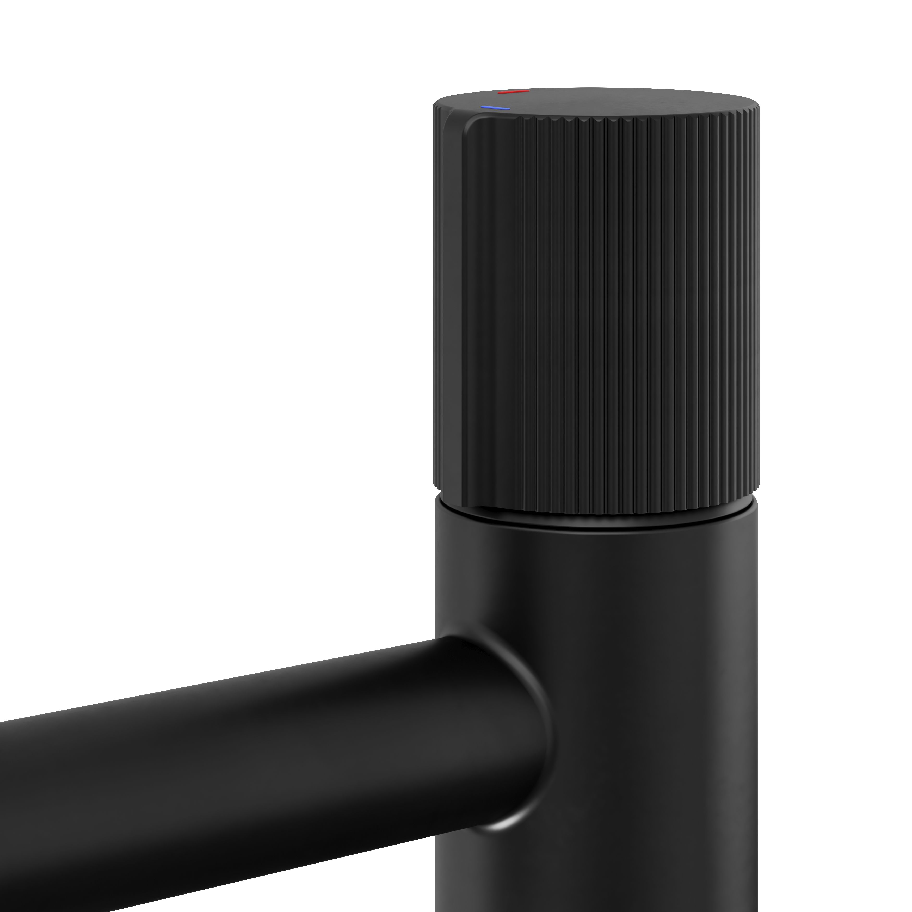 GoodHome Levanna Medium Matt Black Round Deck-mounted Manual Basin Mixer Tap
