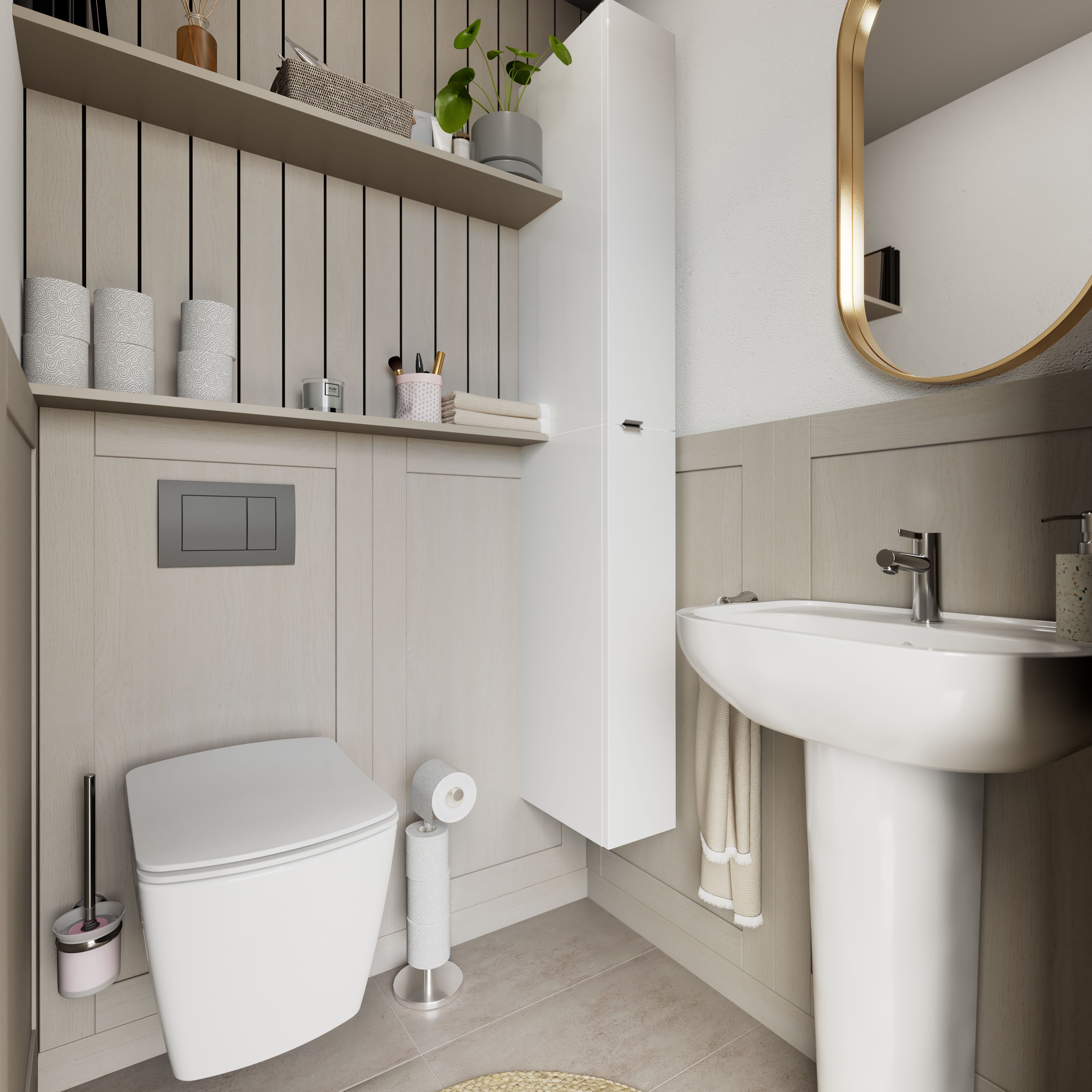 GoodHome Levanna Tall deep Matt Grey Double Bathroom Column cabinet (H)160cm (W)40cm