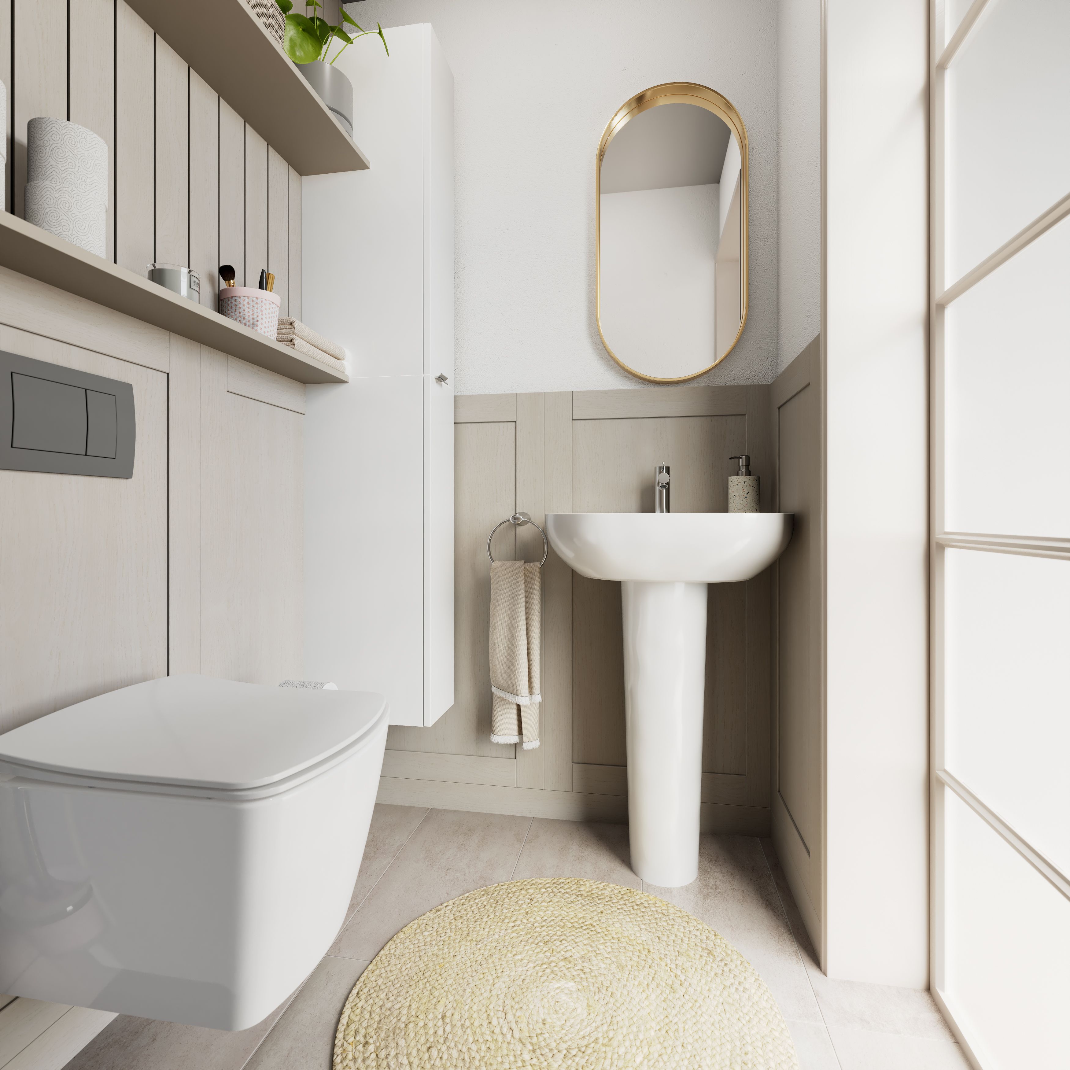 GoodHome Levanna Tall deep Matt Grey Double Bathroom Column cabinet (H)160cm (W)40cm