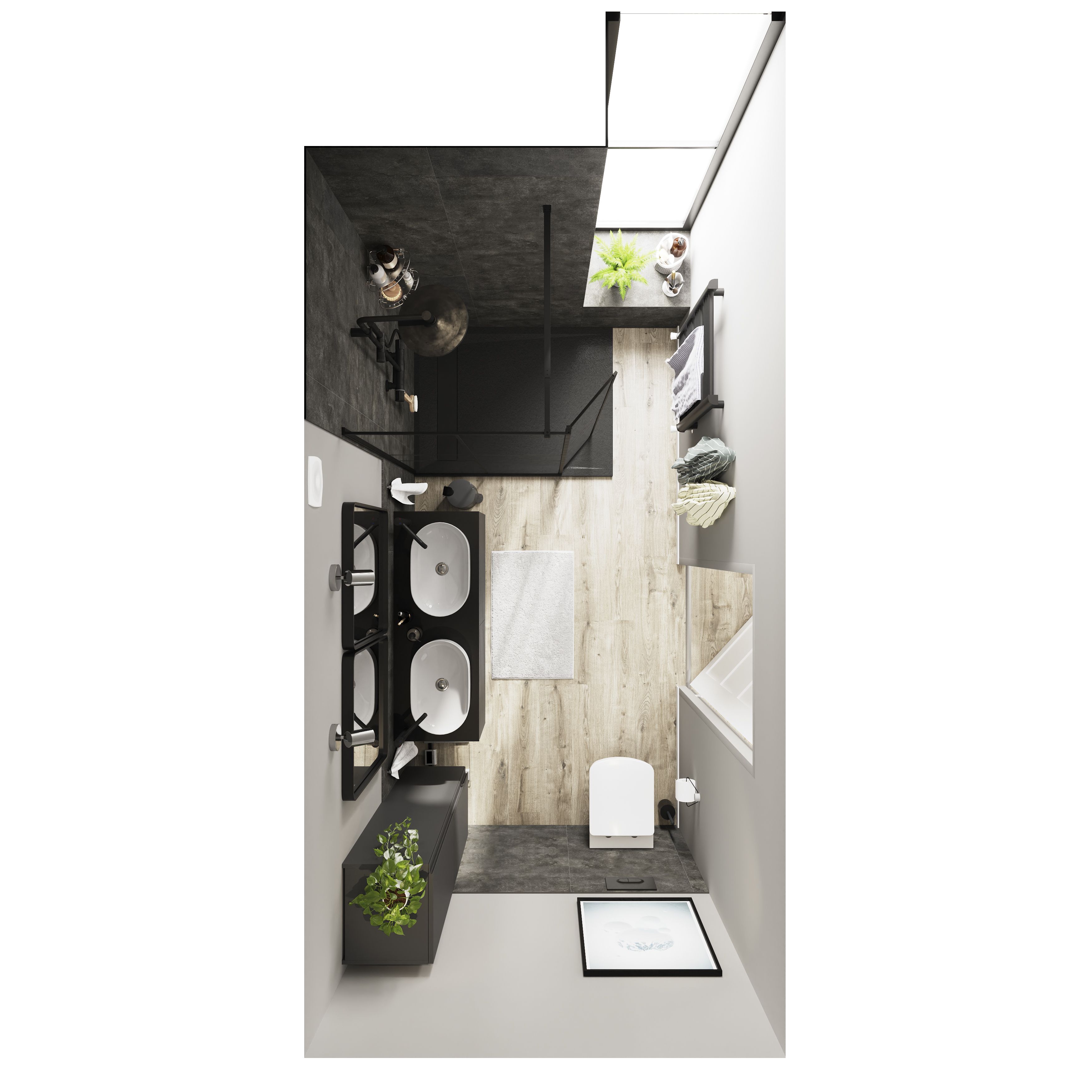 GoodHome Levanna Tall deep Matt Grey Double Bathroom Column cabinet (H)160cm (W)40cm