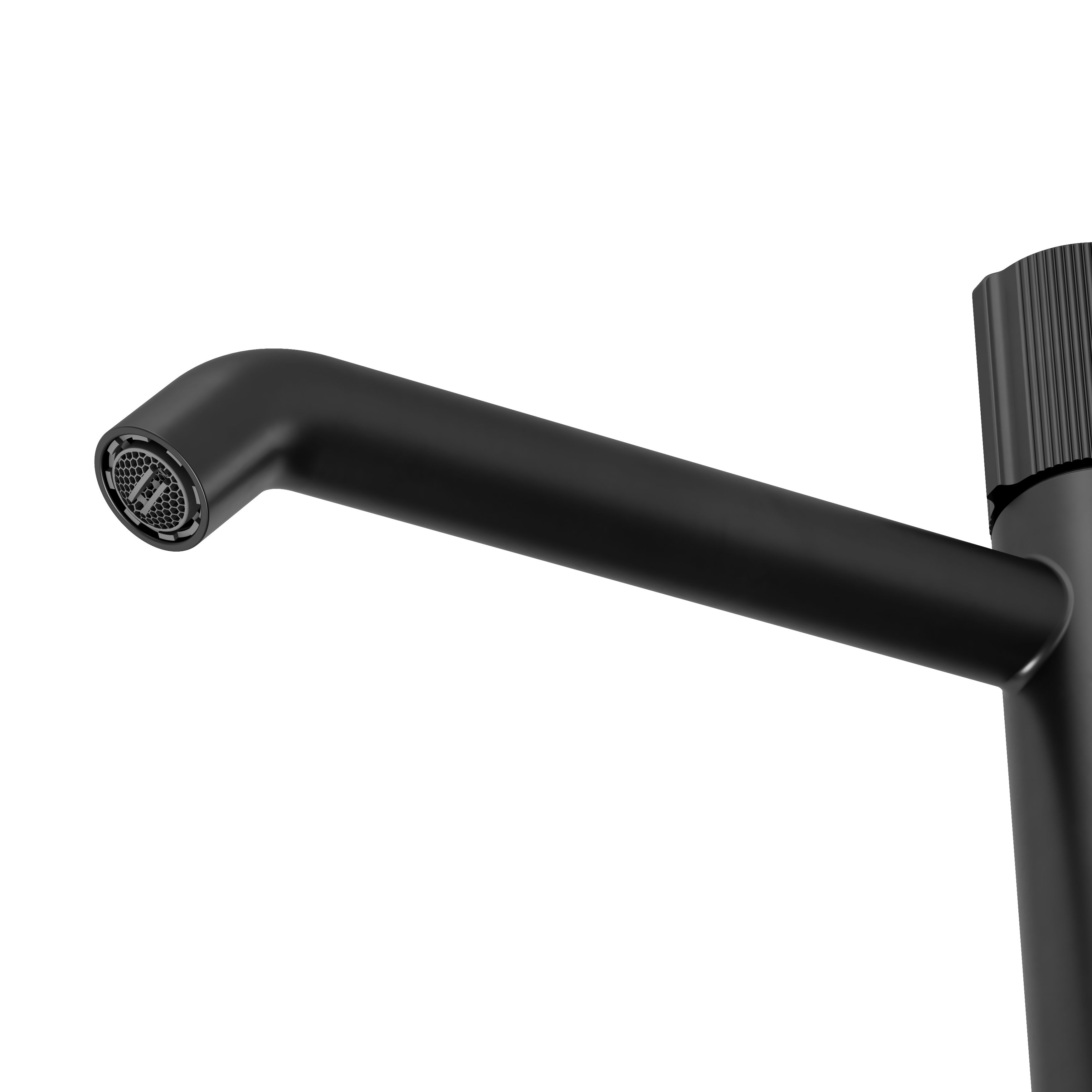 GoodHome Levanna Tall Matt Black Round Deck-mounted Manual Deck Mixer Tap