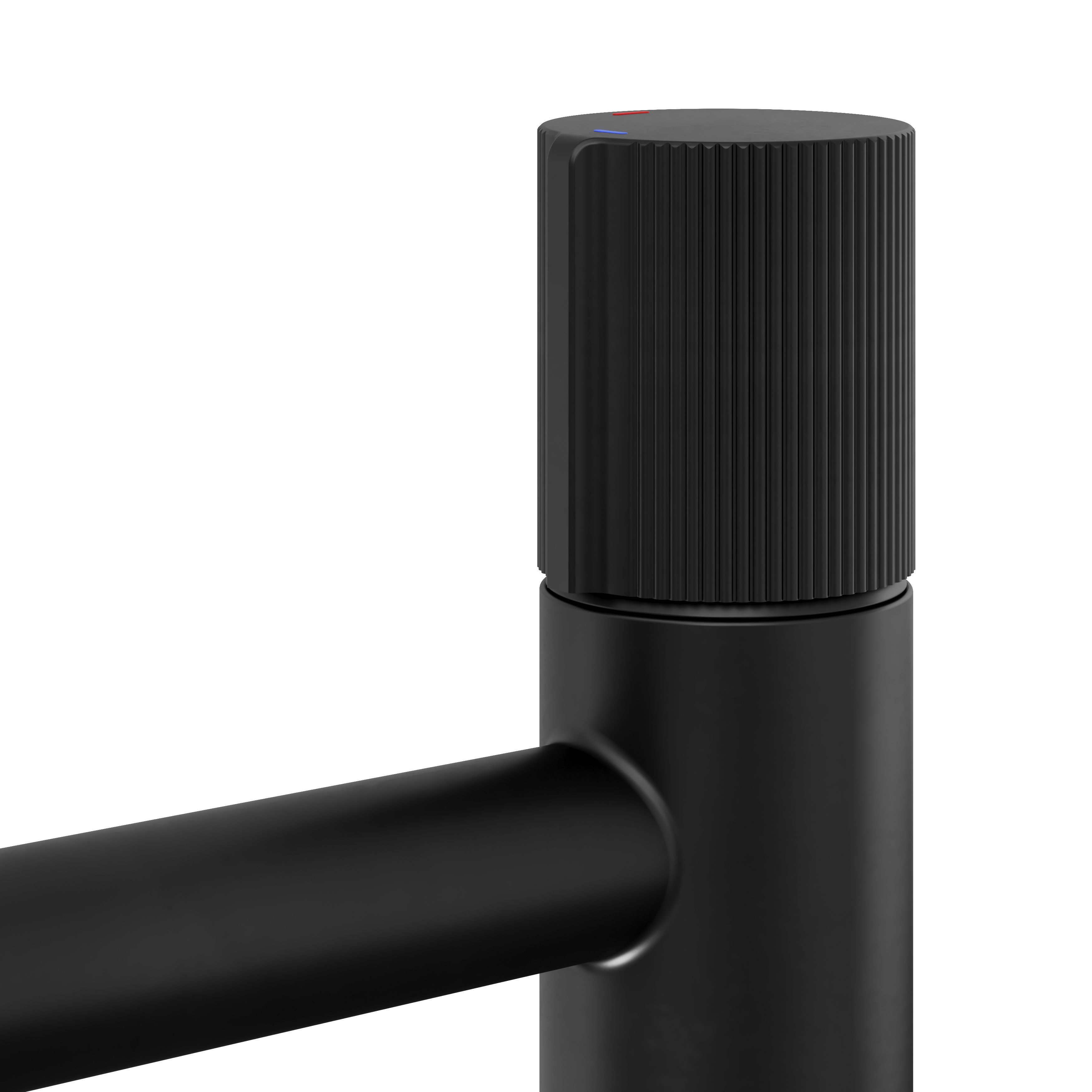 GoodHome Levanna Tall Matt Black Round Deck-mounted Manual Deck Mixer Tap