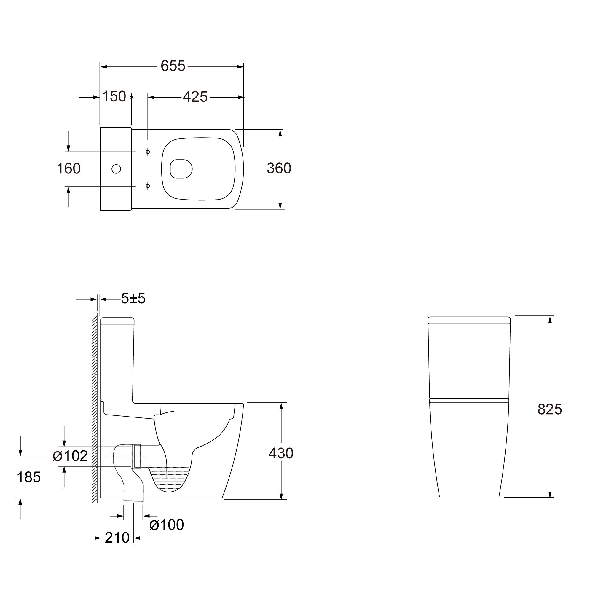 GoodHome Levanna White Close-coupled Square Toilet & cistern with Soft close seat