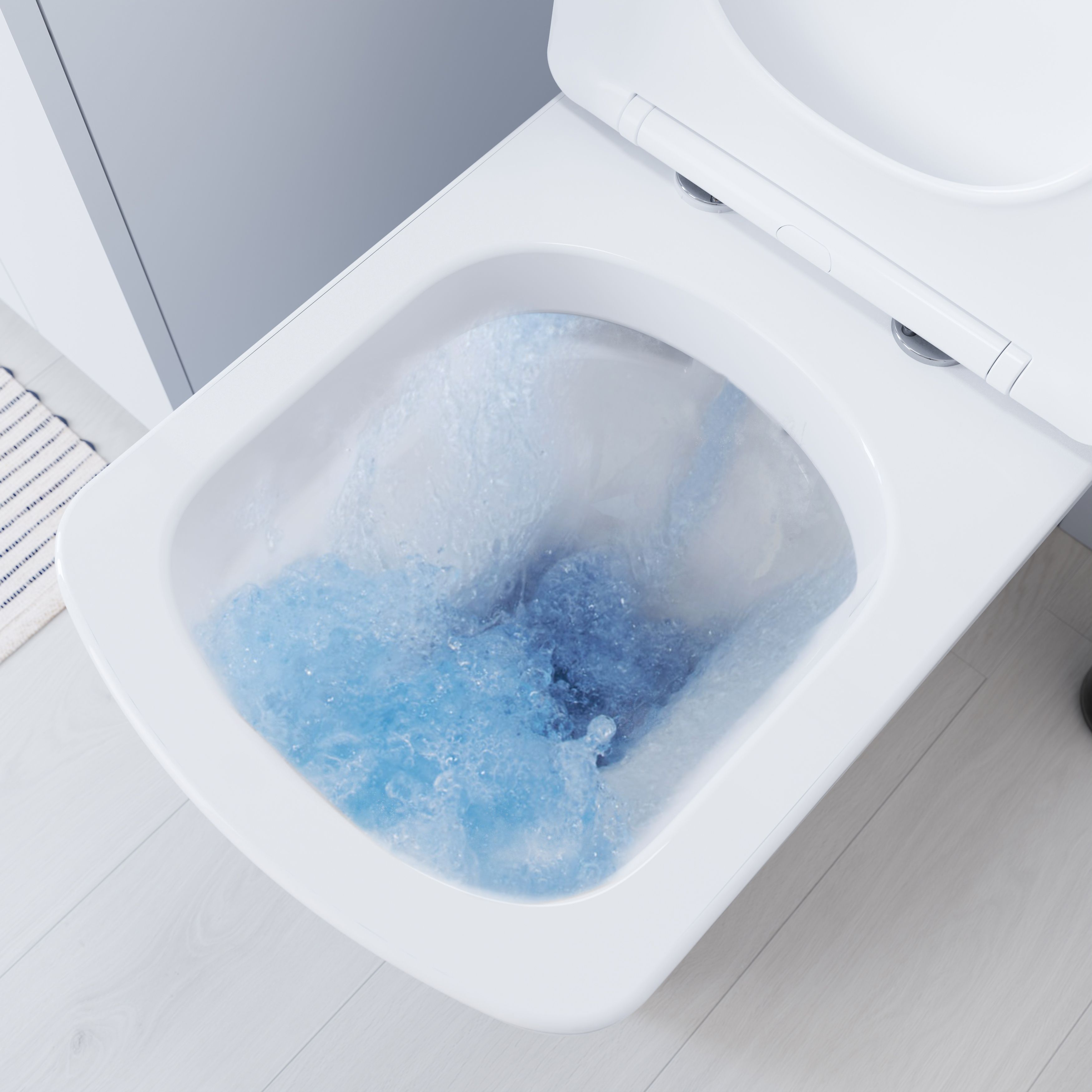 GoodHome Levanna White Close-coupled Square Toilet & cistern with Soft close seat