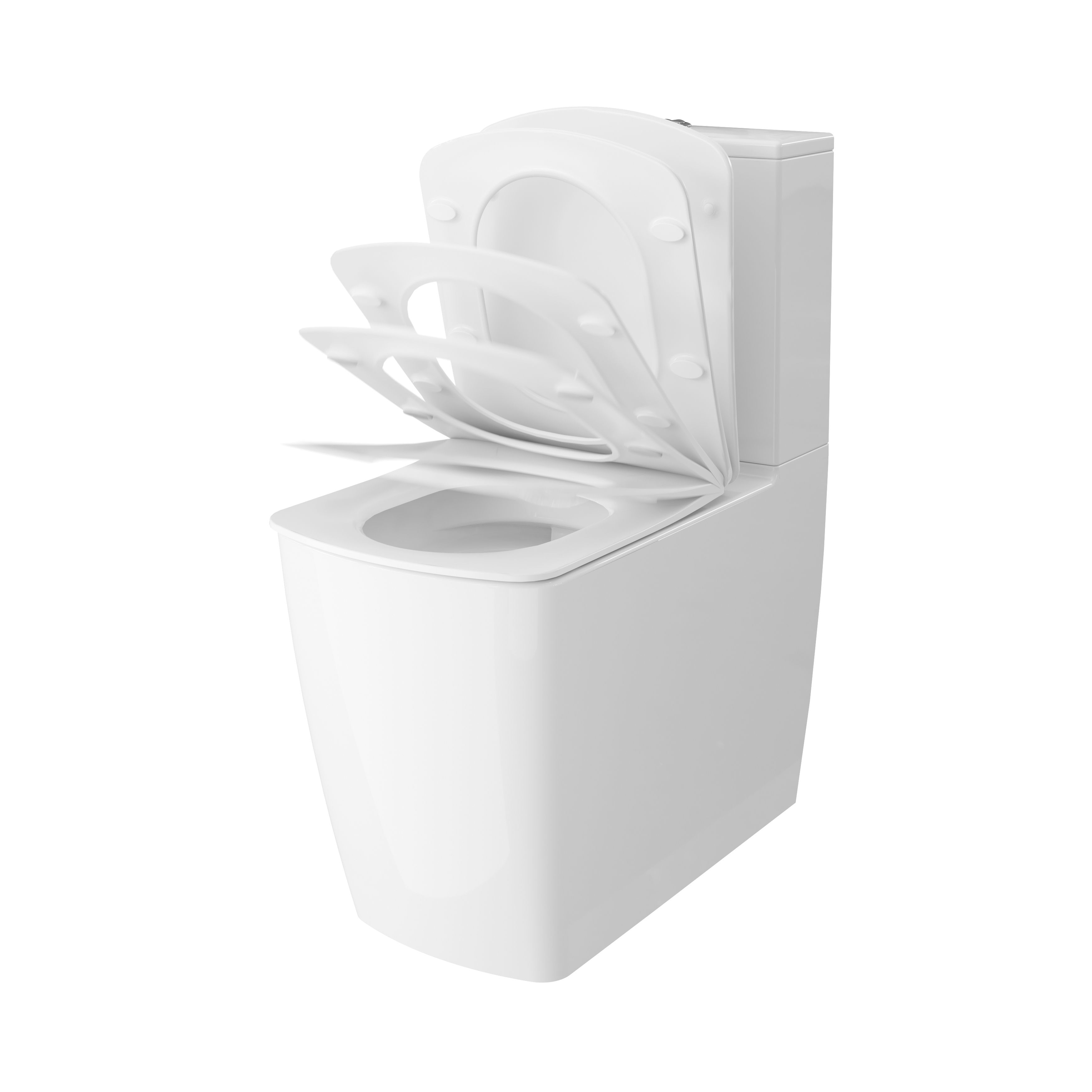 GoodHome Levanna White Close-coupled Square Toilet & cistern with Soft close seat