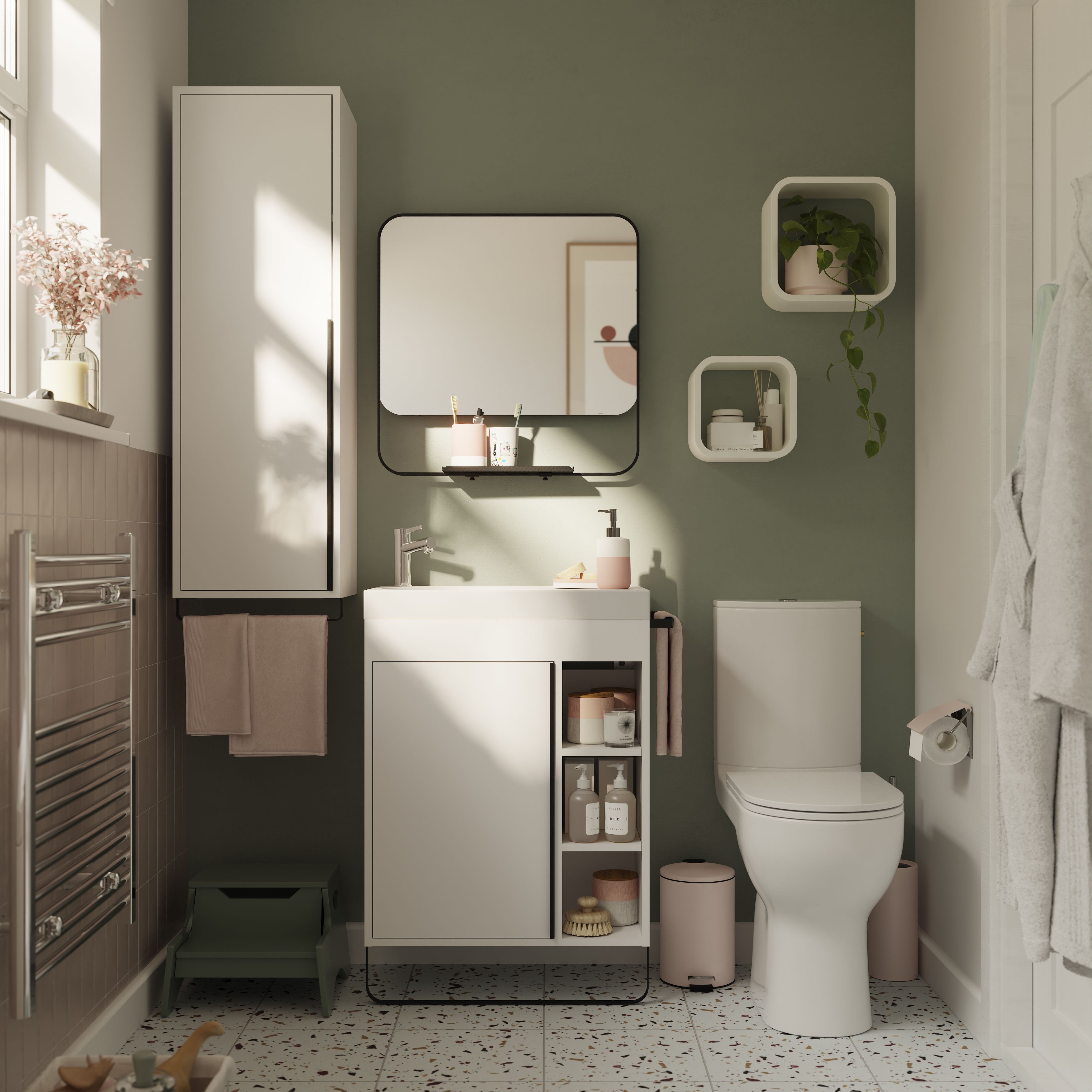 GoodHome Levanna White Close-coupled Square Toilet & cistern with Soft close seat