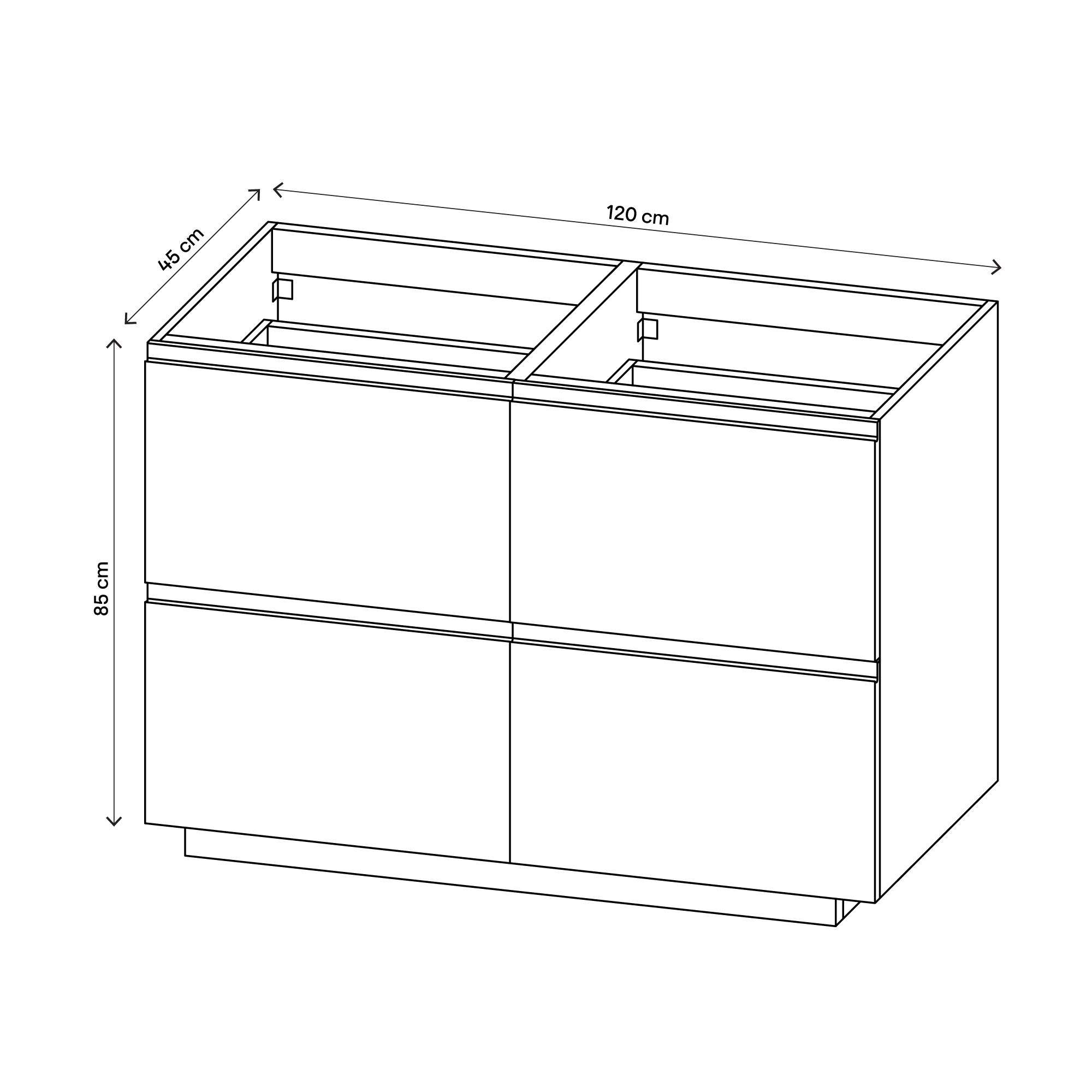 GoodHome Levanna Wide Matt Grey Double Freestanding Bathroom Cabinet (H)85cm (W)120cm