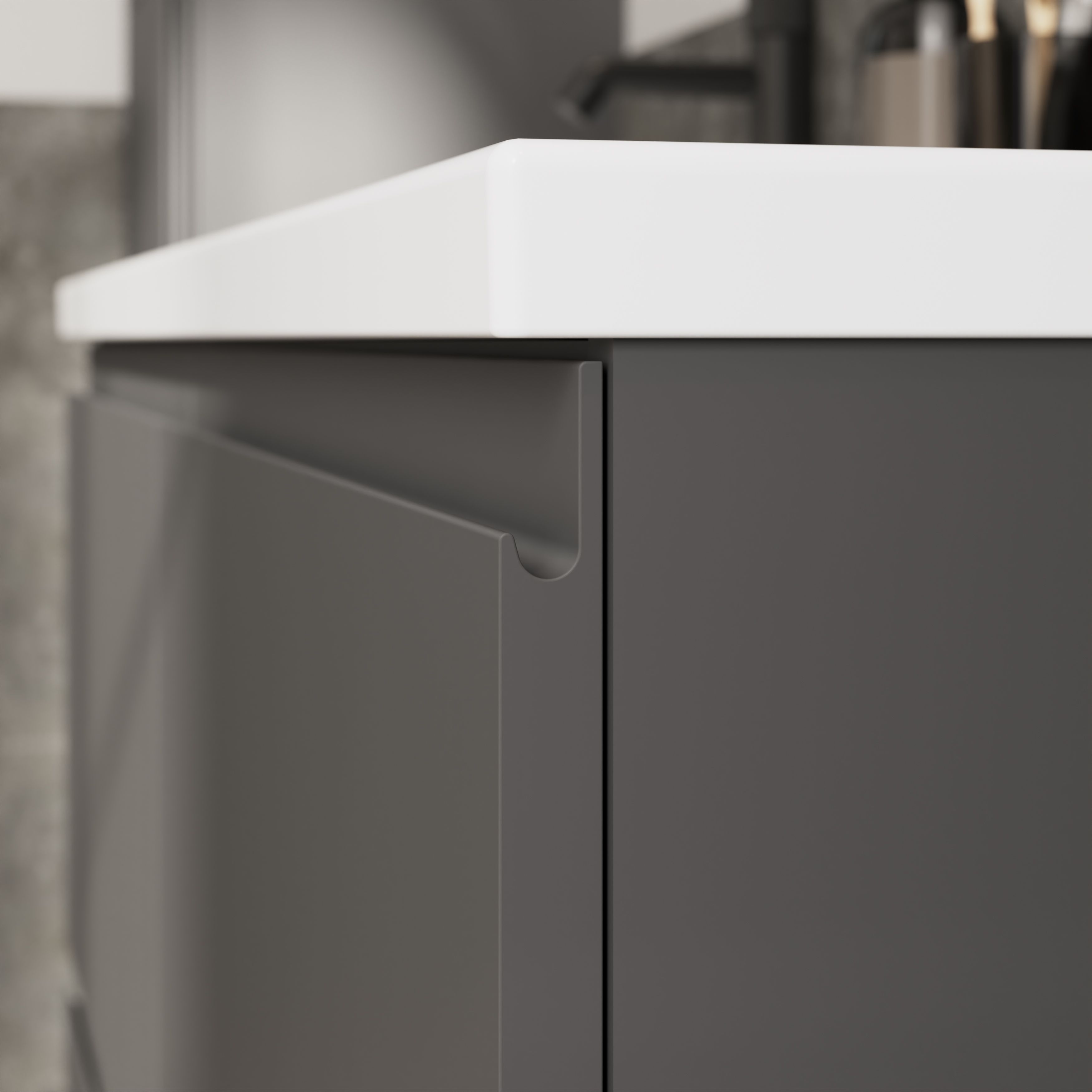 GoodHome Levanna Wide Matt Grey Double Freestanding Bathroom Cabinet (H)85cm (W)120cm