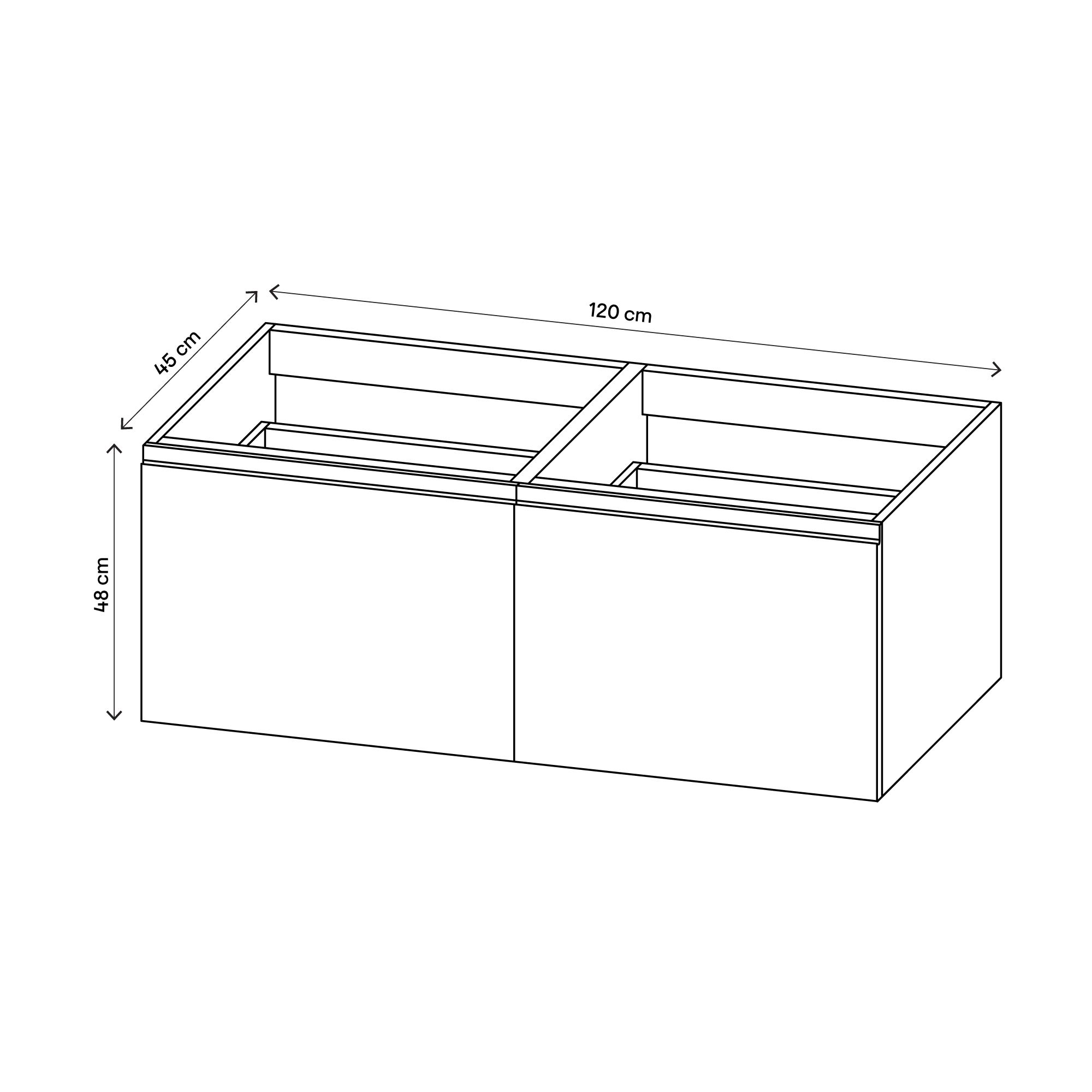 GoodHome Levanna Wide Matt Grey Wall-mounted Bathroom Cabinet (H)48cm (W)120cm