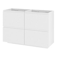 GoodHome Levanna Wide Matt White Double Freestanding Bathroom Cabinet (H)85cm (W)120cm