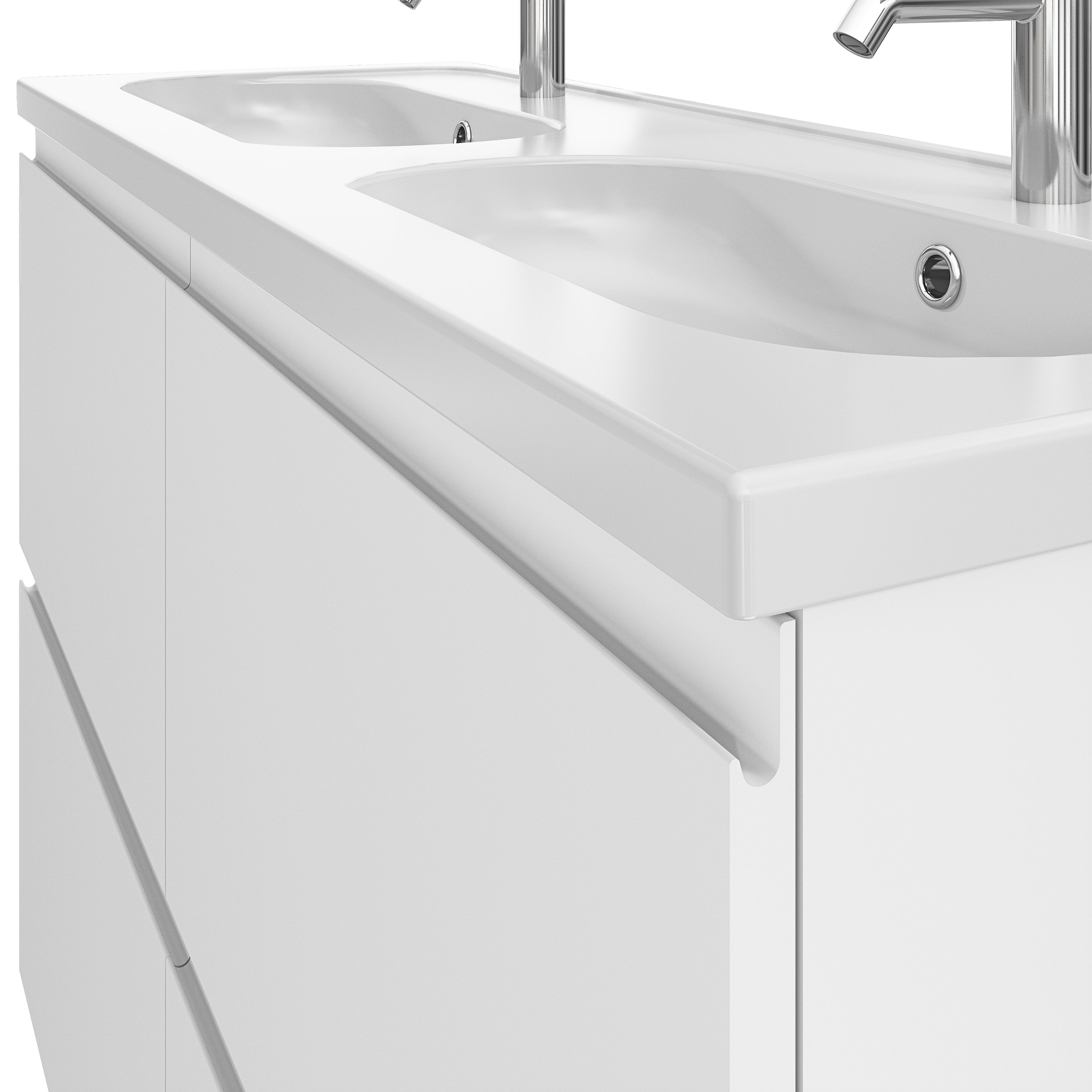 GoodHome Levanna Wide Matt White Double Freestanding Bathroom Cabinet (H)85cm (W)120cm
