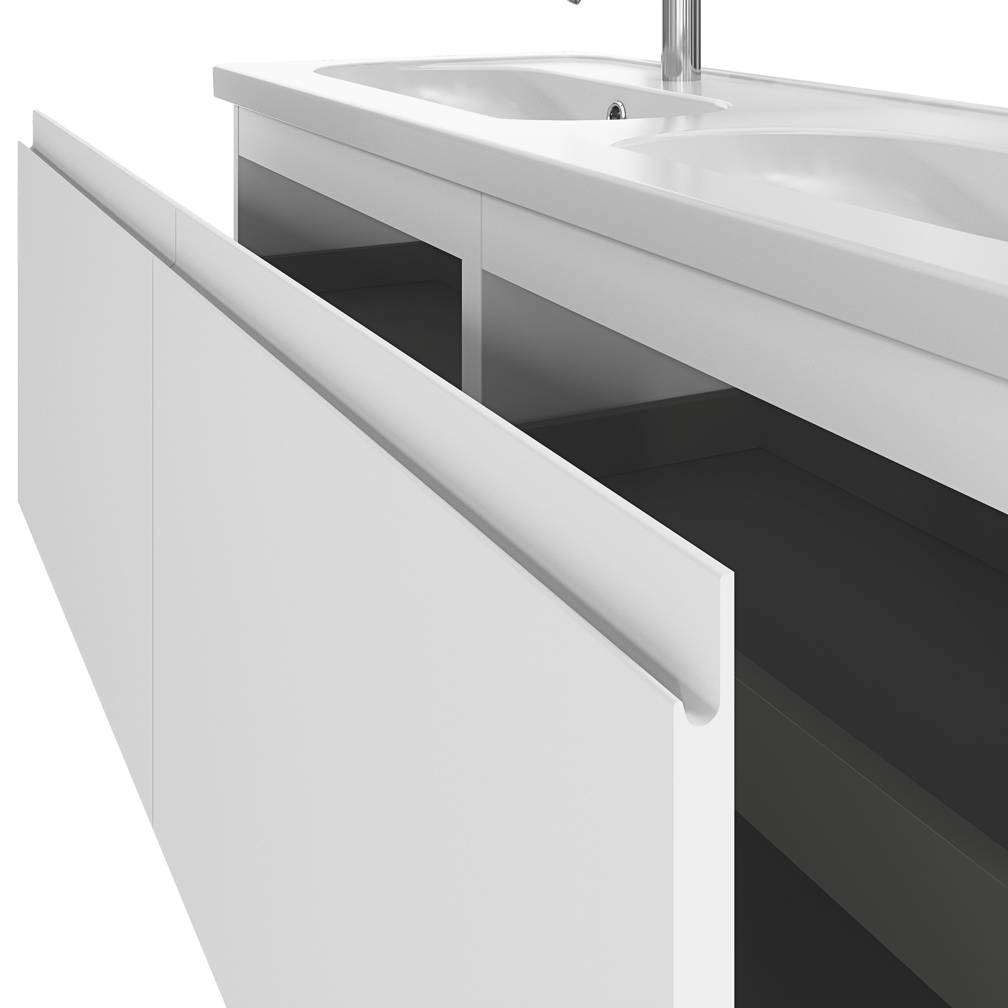 GoodHome Levanna Wide Matt White Double Freestanding Bathroom Cabinet (H)85cm (W)120cm