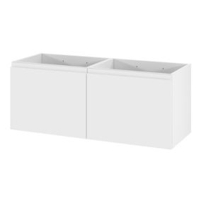 GoodHome Levanna Wide Matt White Wall-mounted Bathroom Cabinet (H)48cm (W)120cm