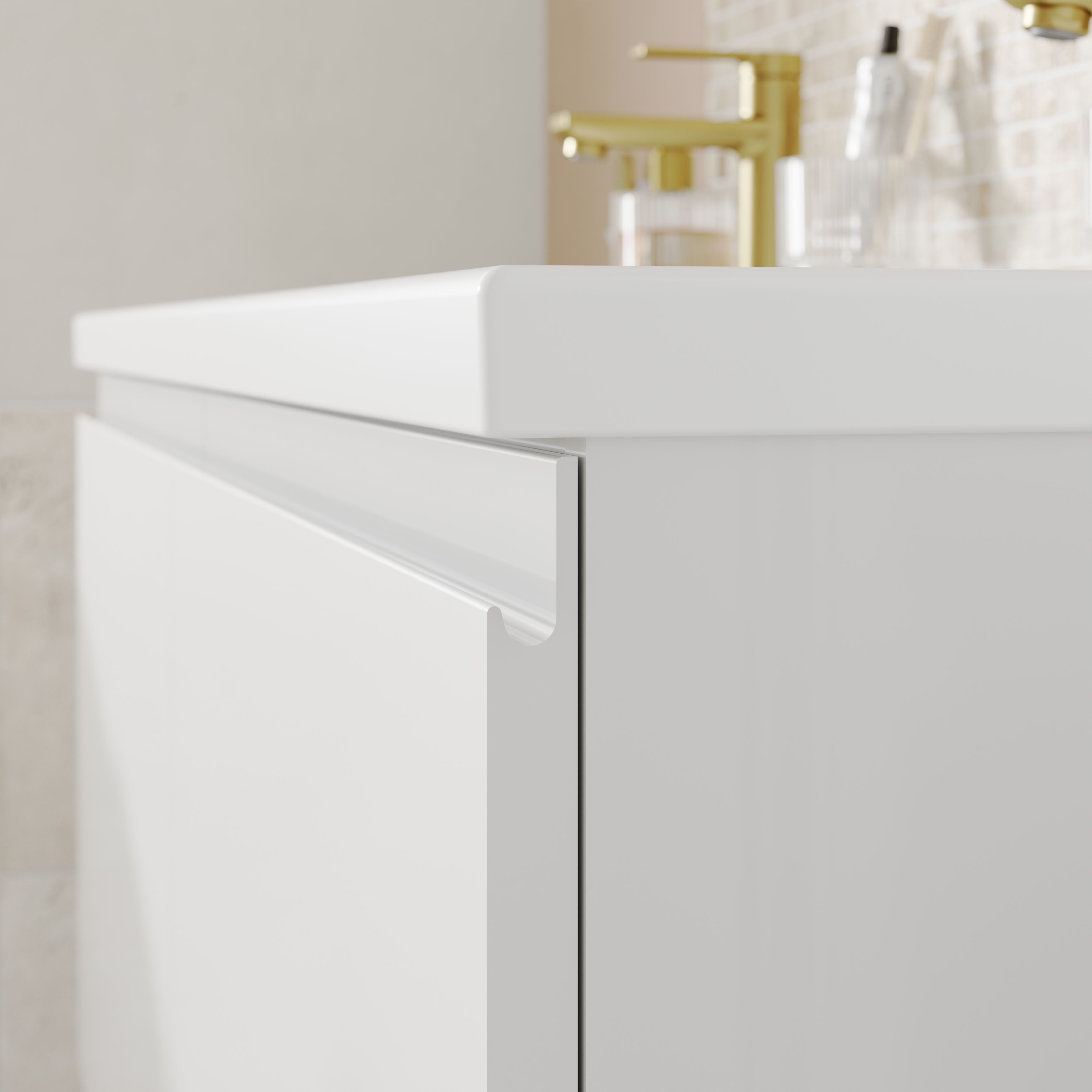 GoodHome Levanna Wide Matt White Wall-mounted Bathroom Cabinet (H)48cm (W)120cm