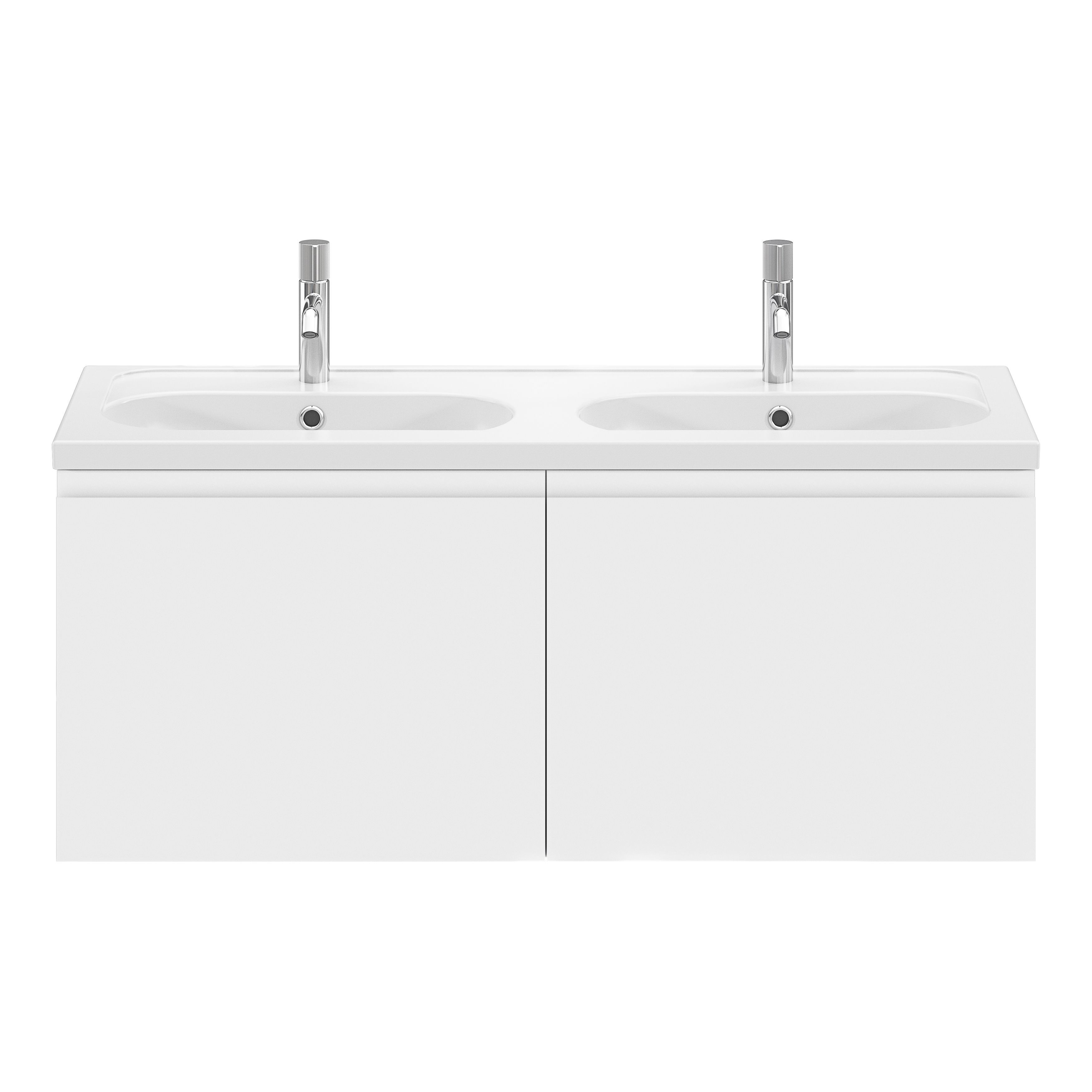 GoodHome Levanna Wide Matt White Wall-mounted Bathroom Cabinet (H)48cm (W)120cm