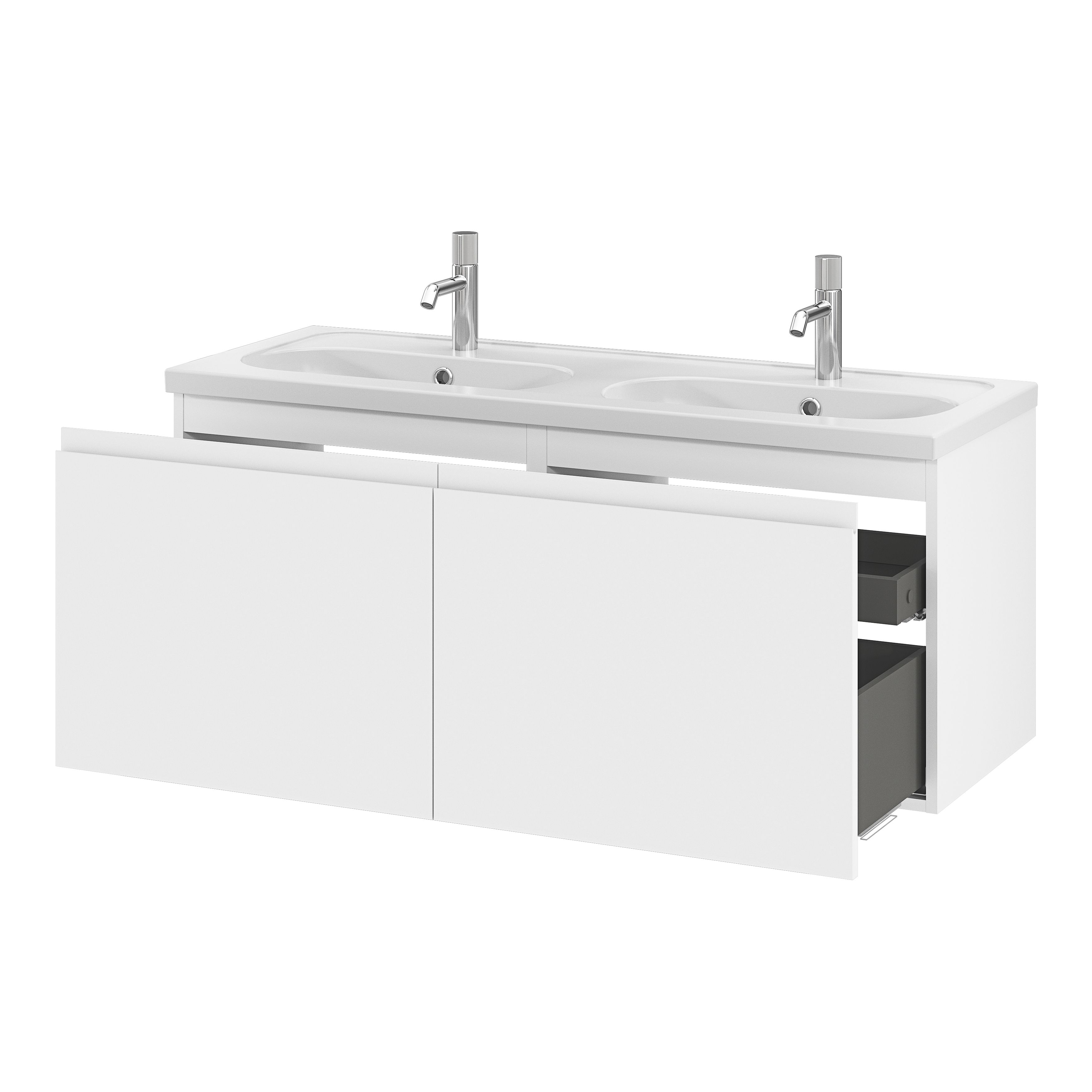 GoodHome Levanna Wide Matt White Wall-mounted Bathroom Cabinet (H)48cm (W)120cm