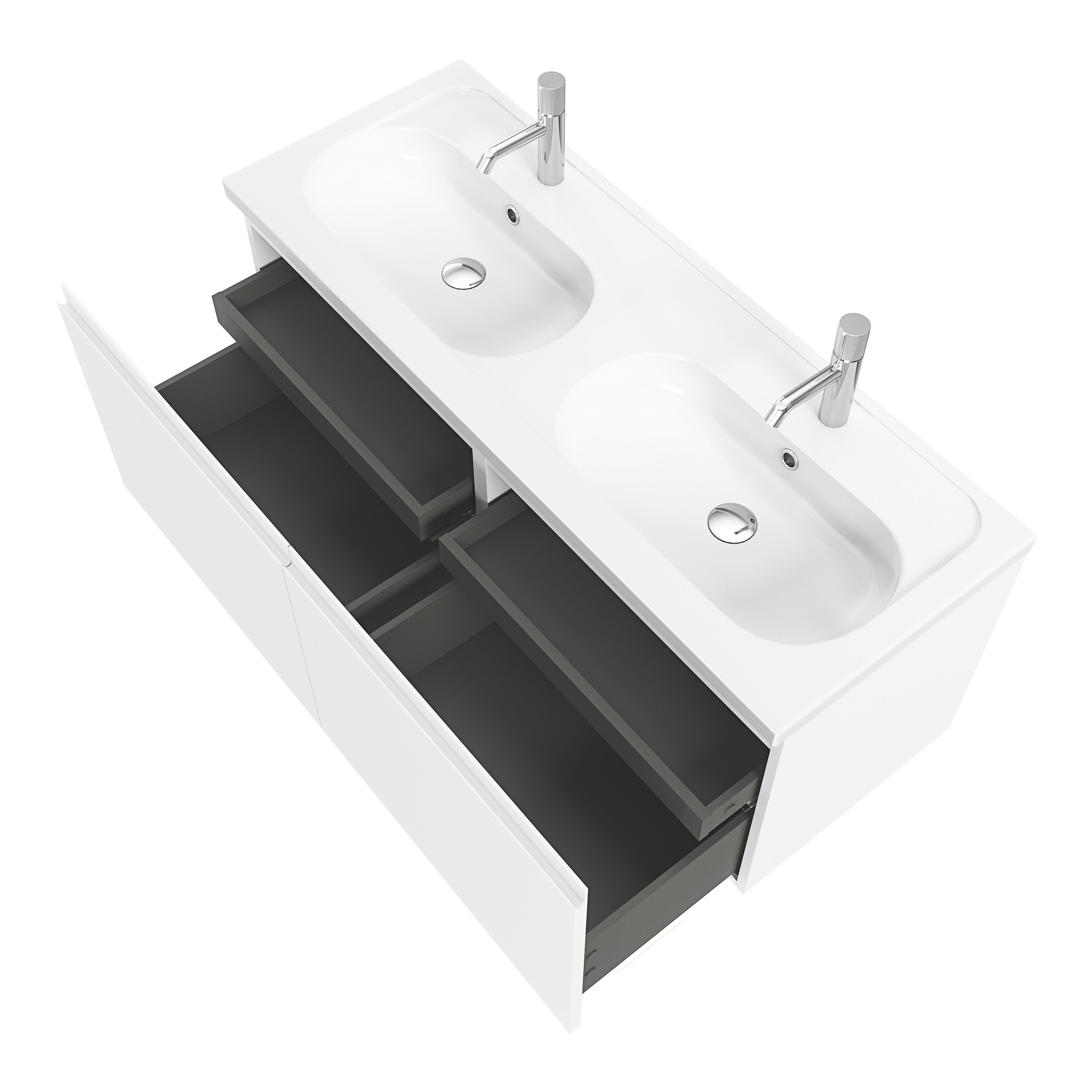 GoodHome Levanna Wide Matt White Wall-mounted Bathroom Cabinet (H)48cm (W)120cm