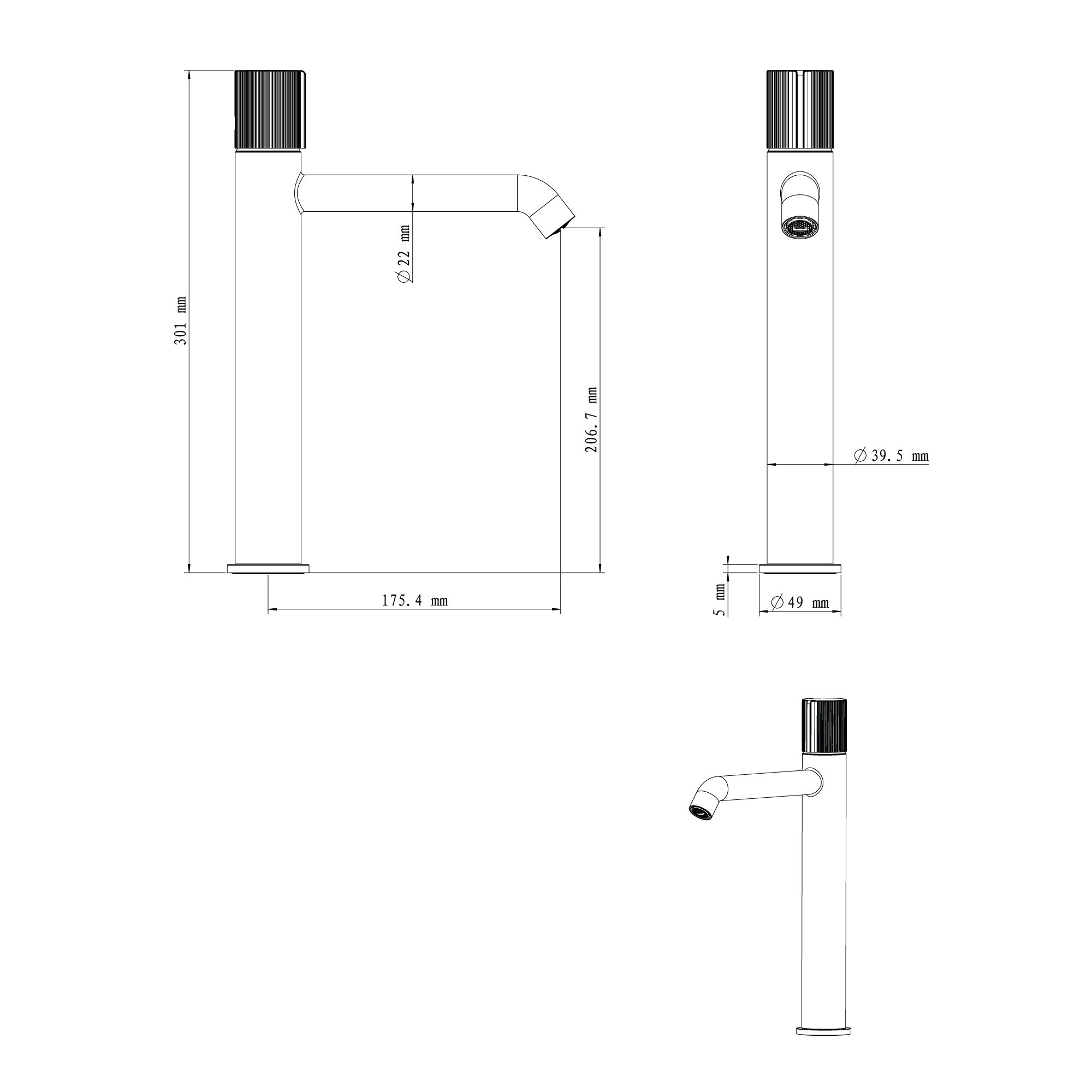 GoodHome Levanna XL Chrome effect Round Basin Mixer Tap