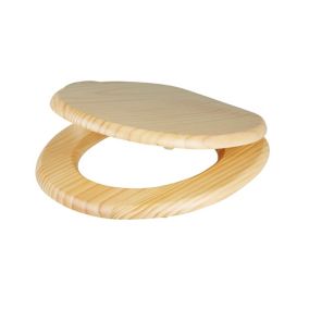 GoodHome Levanto Natural Pine effect Standard close Toilet seat