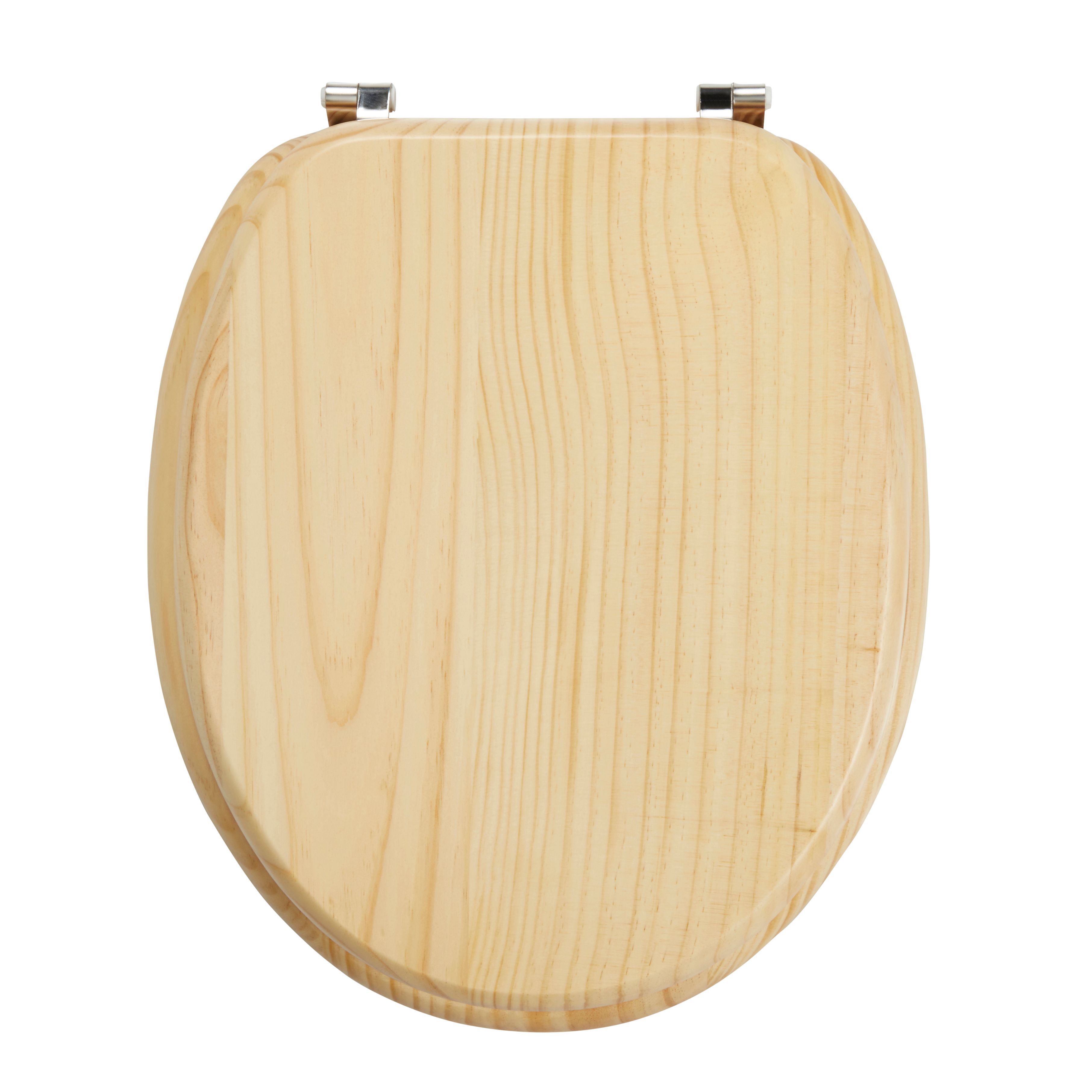 GoodHome Levanto Natural Pine effect Standard close Toilet seat