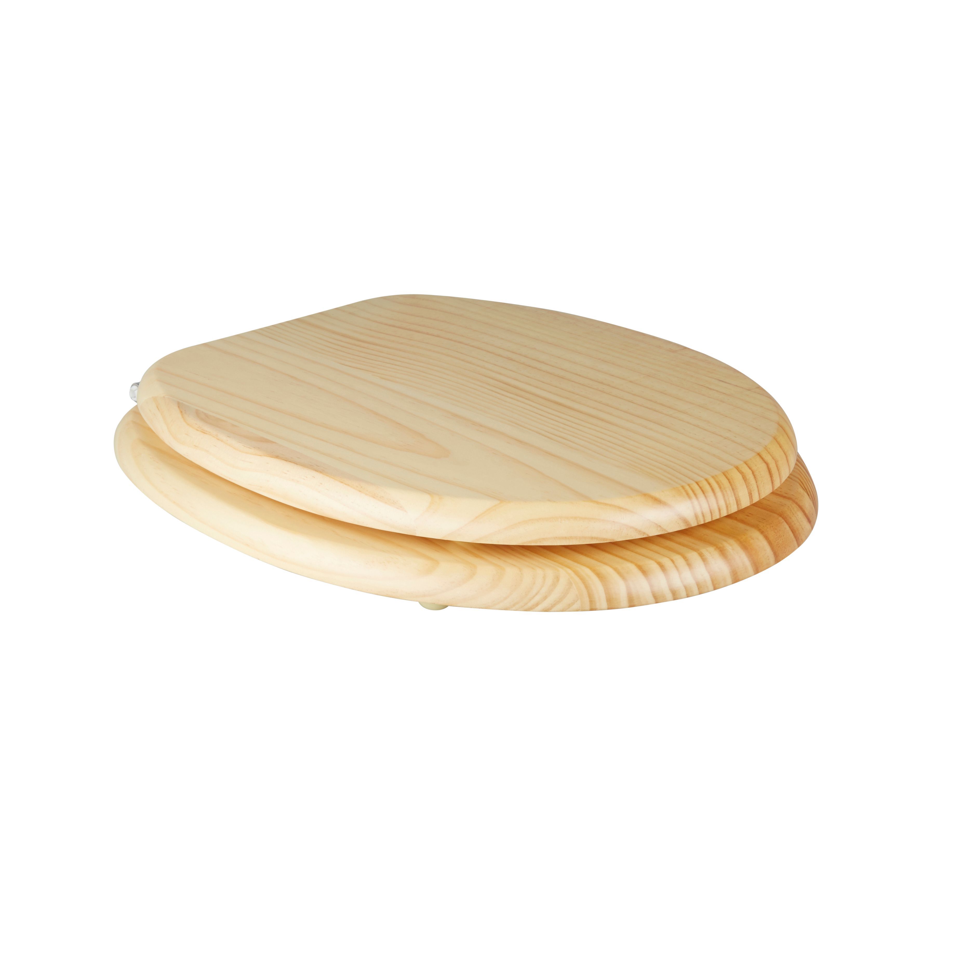 GoodHome Levanto Natural Pine effect Standard close Toilet seat