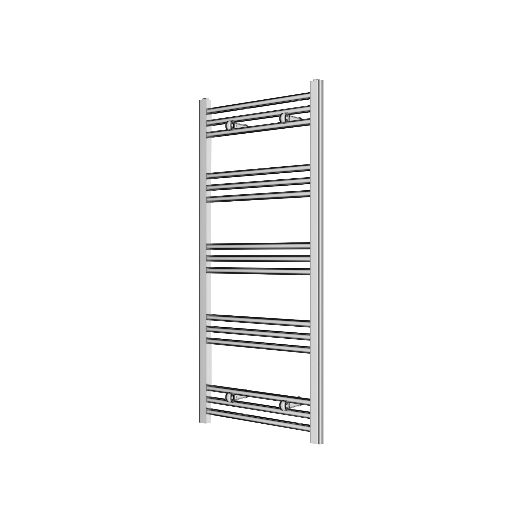 GoodHome Leyburn Chrome effect Vertical Flat Towel radiator (W)500mm x (H)1100mm