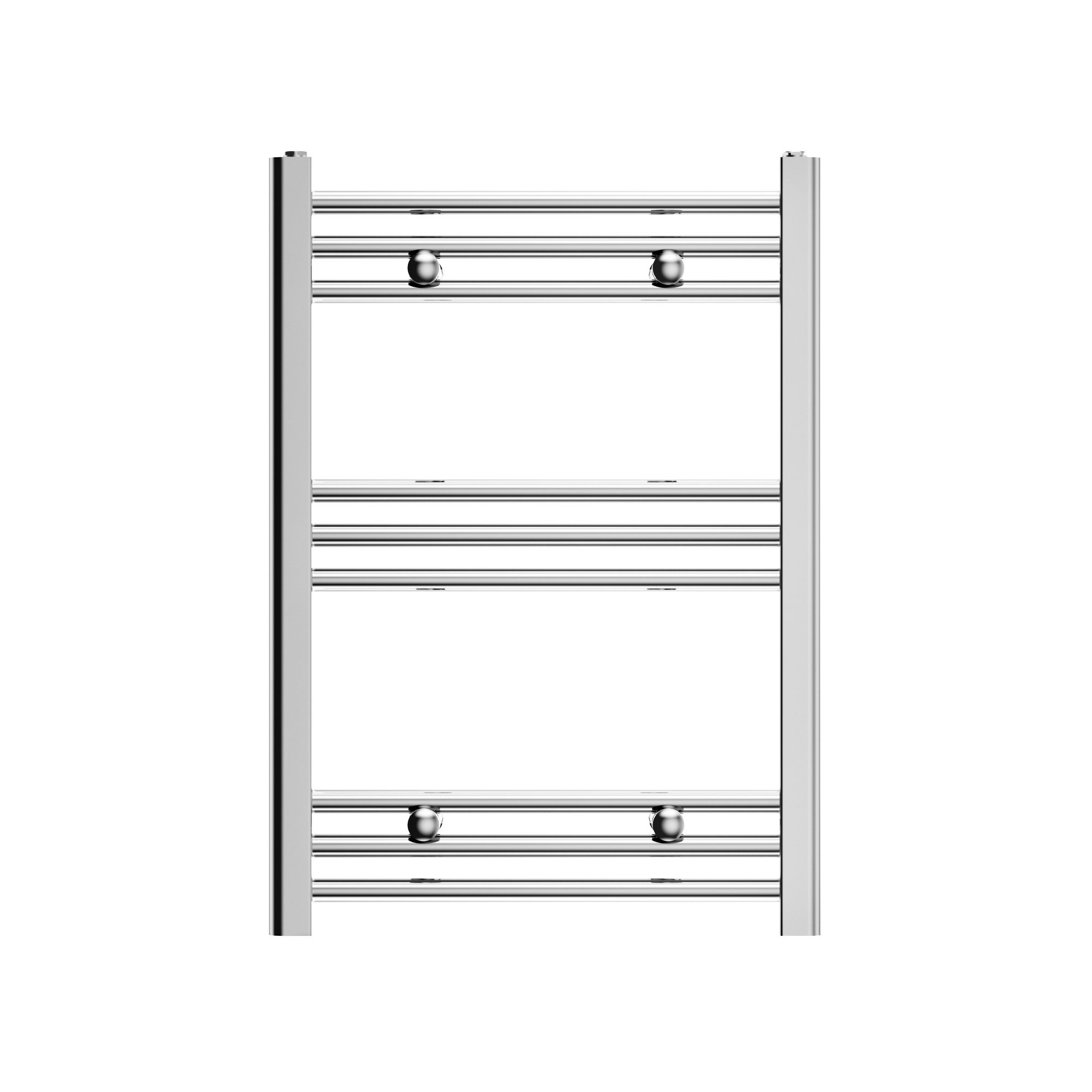 GoodHome Leyburn Chrome effect Vertical Flat Towel radiator (W)500mm x (H)700mm