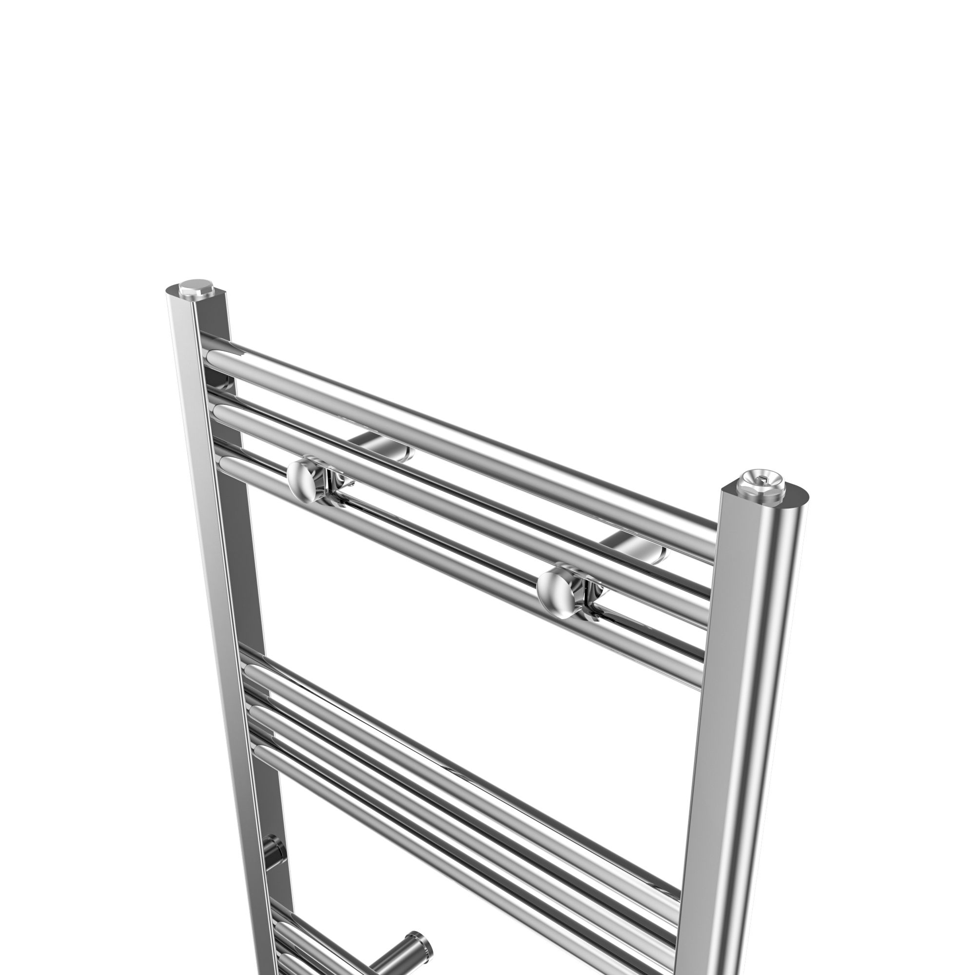 GoodHome Leyburn Chrome effect Vertical Flat Towel radiator (W)500mm x (H)700mm