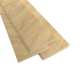 GoodHome Leyton Herringbone Oak effect Laminate flooring Sample