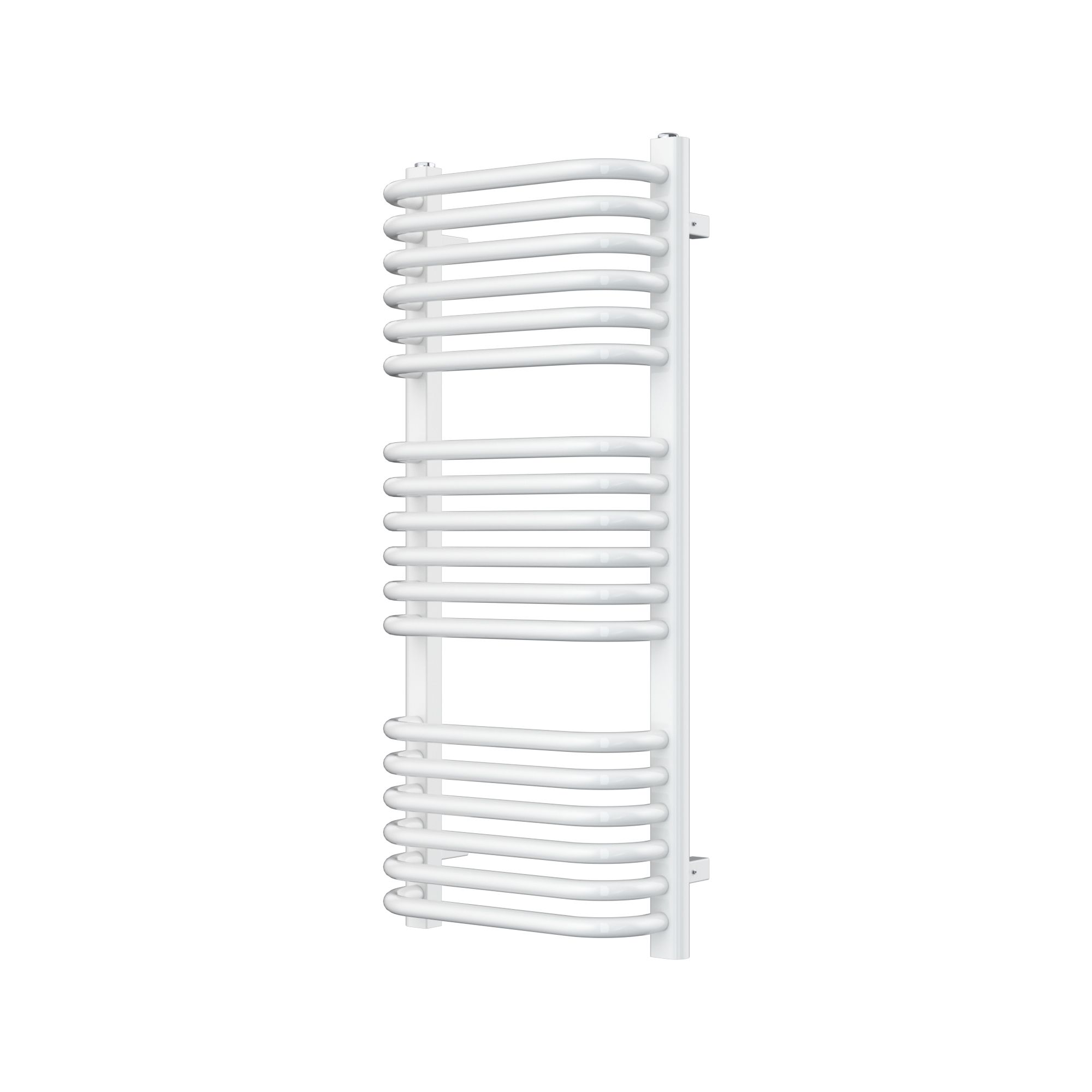 GoodHome Lilium, White Vertical Curved Towel radiator (W)400mm x (H)900mm