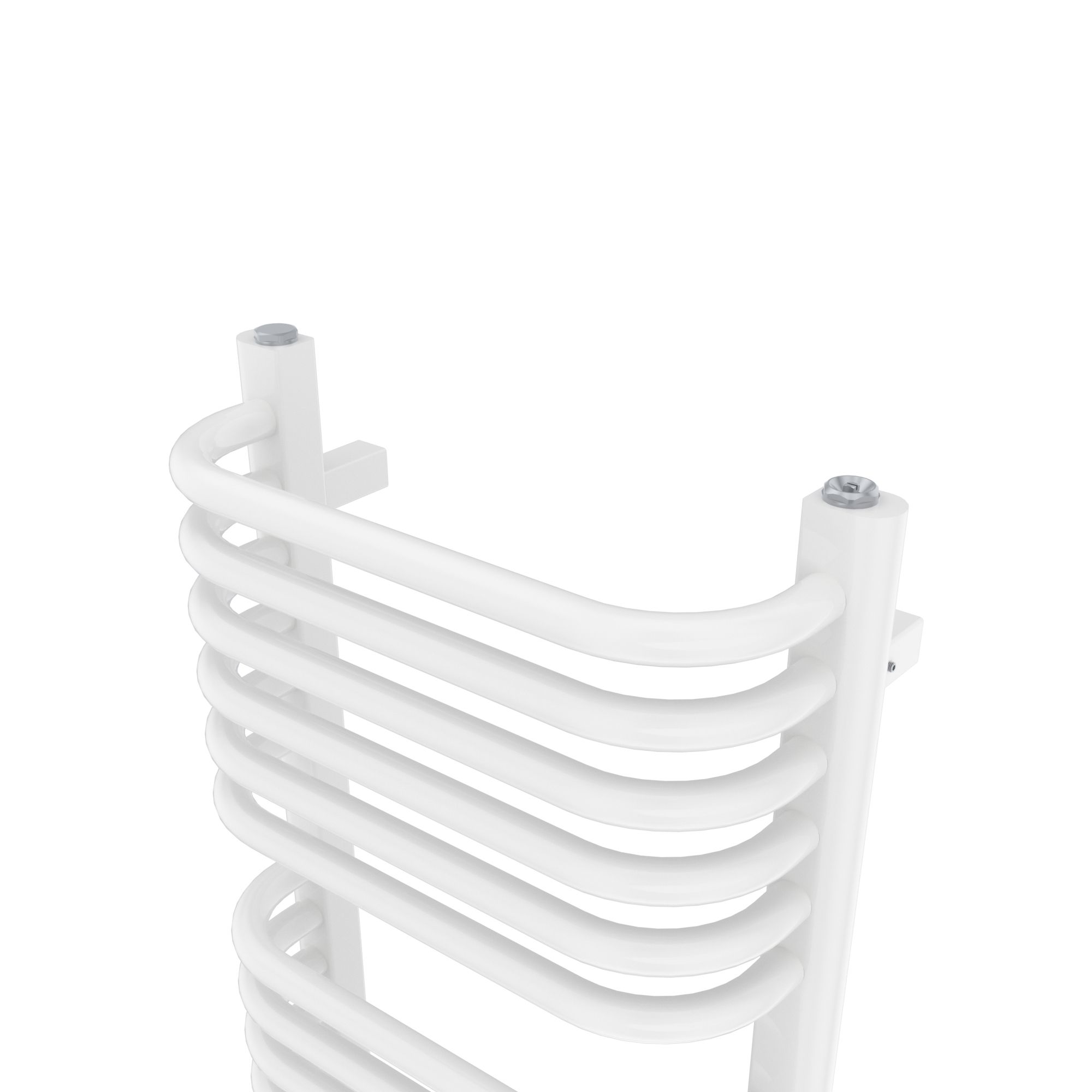 GoodHome Lilium, White Vertical Curved Towel radiator (W)400mm x (H)900mm