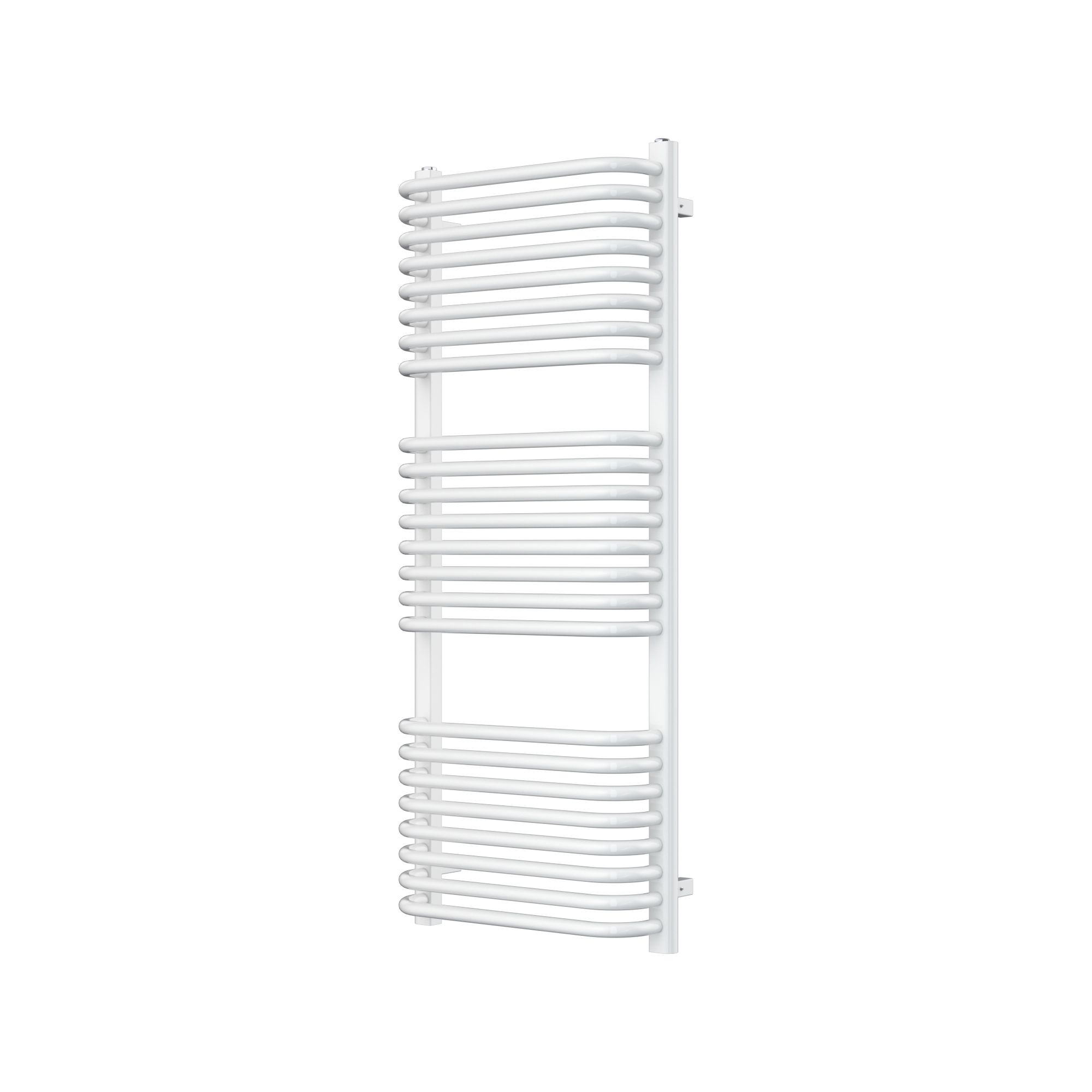GoodHome Lilium, White Vertical Curved Towel radiator (W)500mm x (H)1200mm