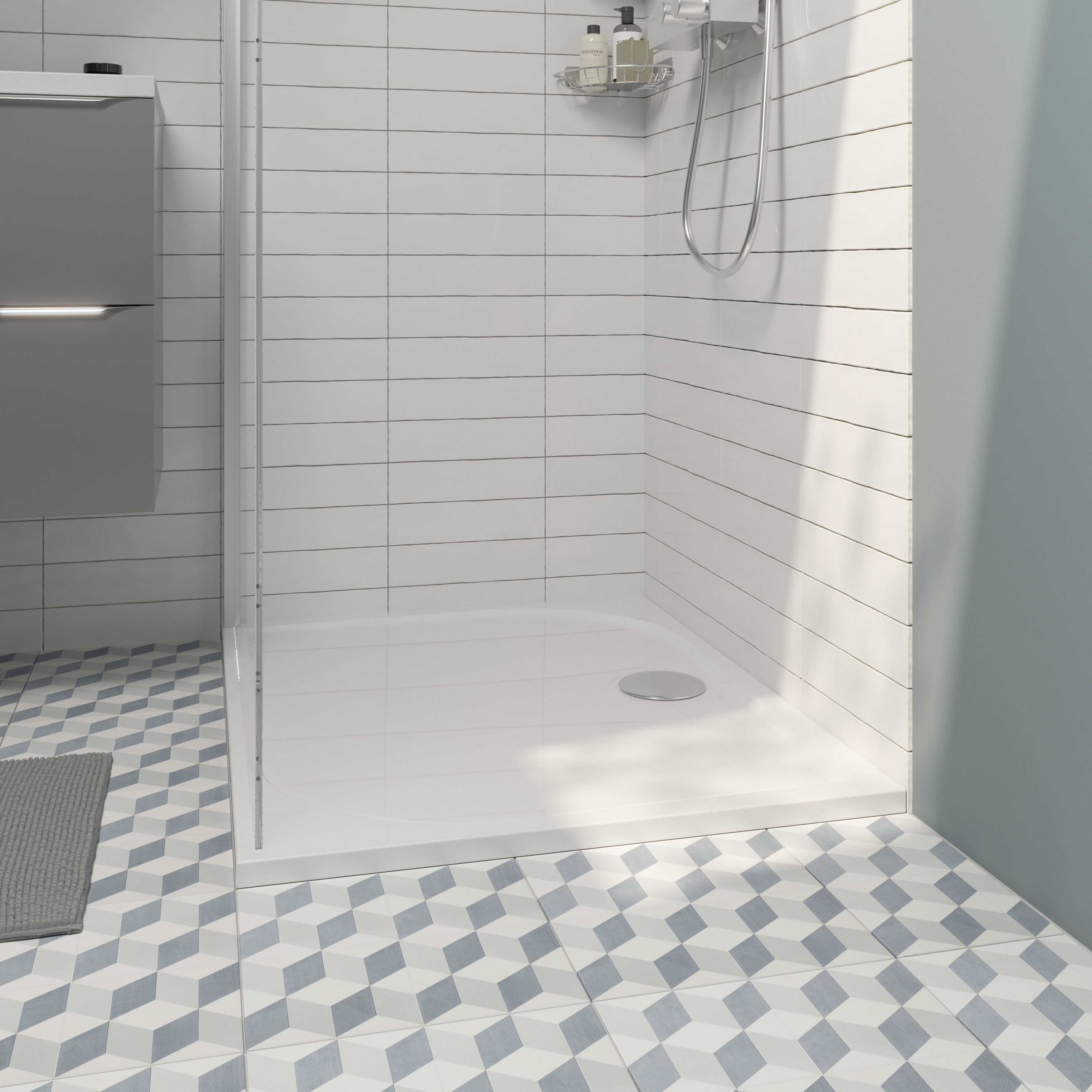GoodHome Limski Gloss White Rectangular Shower tray (L)160cm (W)80cm (H)2.8cm