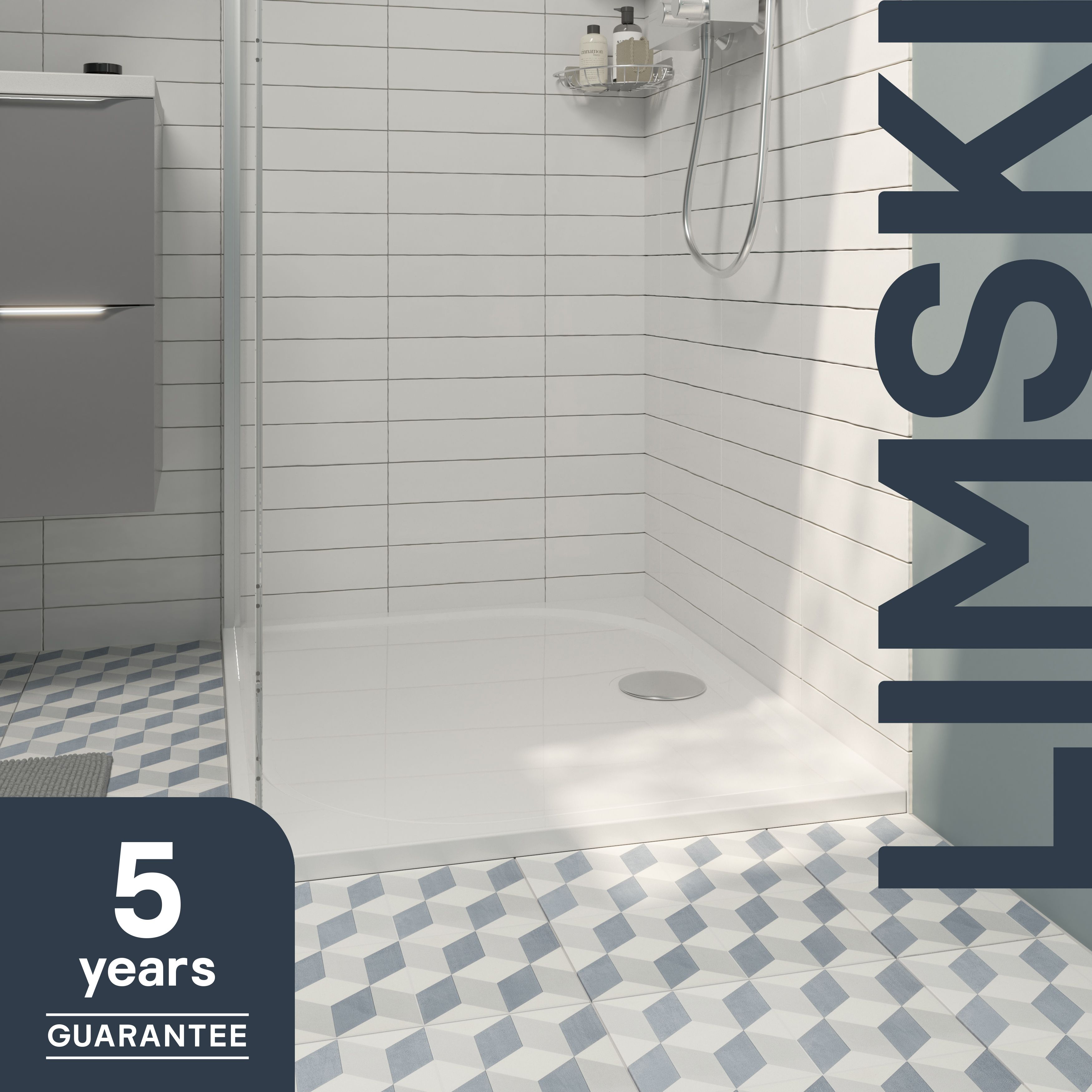GoodHome Limski Gloss White Rectangular Shower tray (L)160cm (W)80cm (H)2.8cm