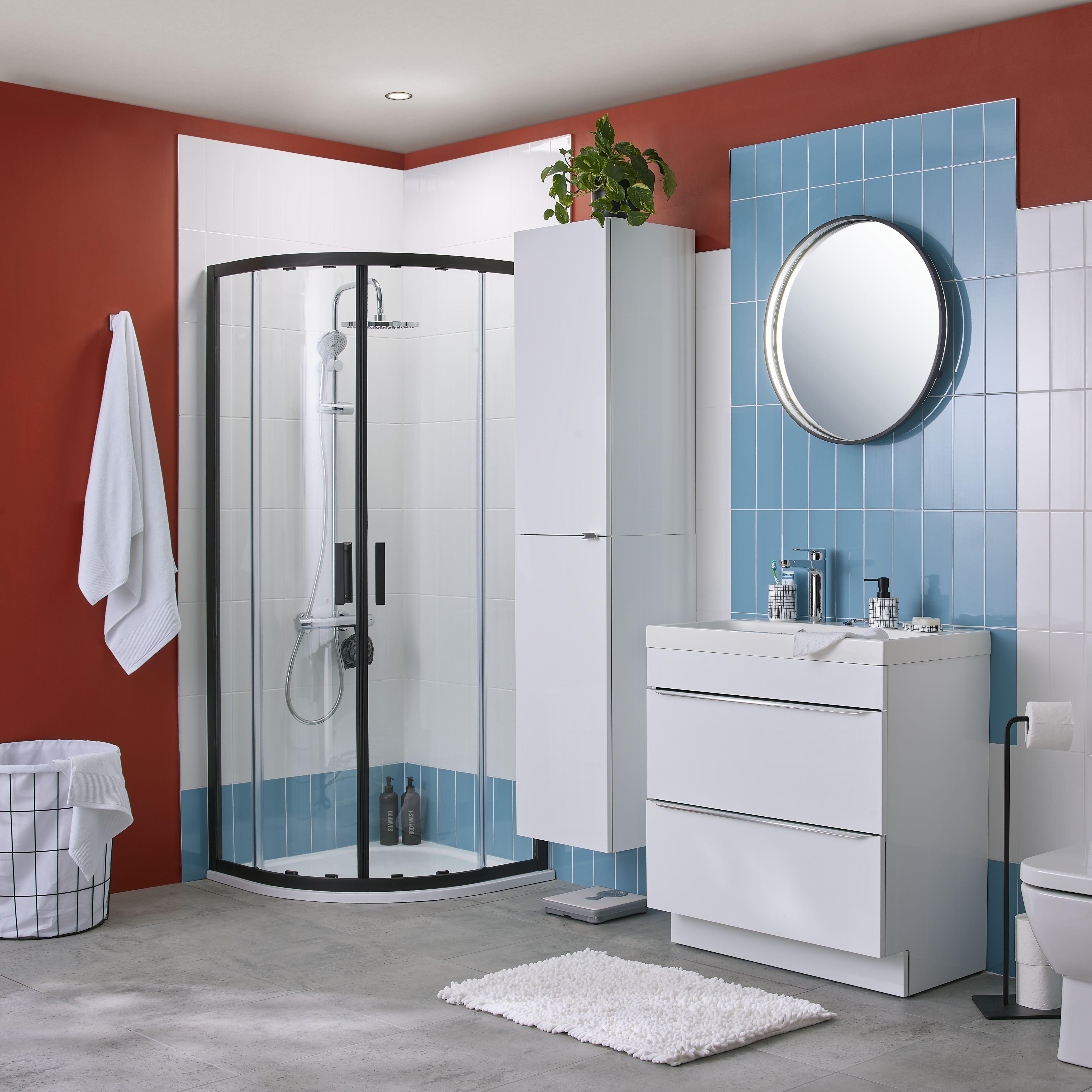 GoodHome Limski White Quadrant Shower tray (L)90cm (W)90cm (H)2.8cm