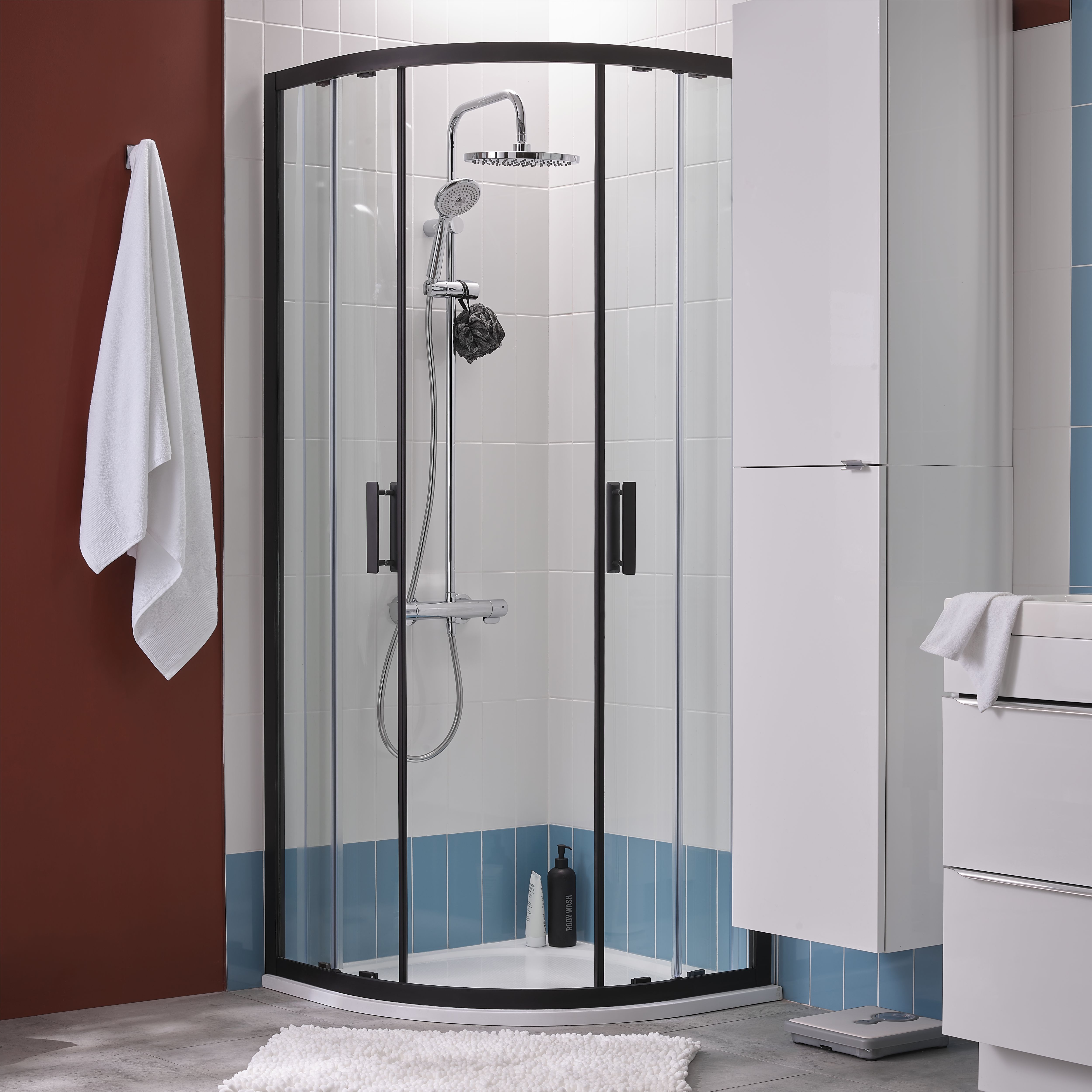 GoodHome Limski White Quadrant Shower tray (L)90cm (W)90cm (H)2.8cm