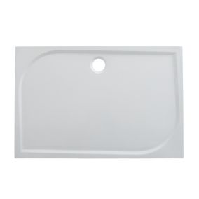 GoodHome Limski White Rectangular Centre drain Shower tray (L)1000mm (W)700mm (H) 27mm