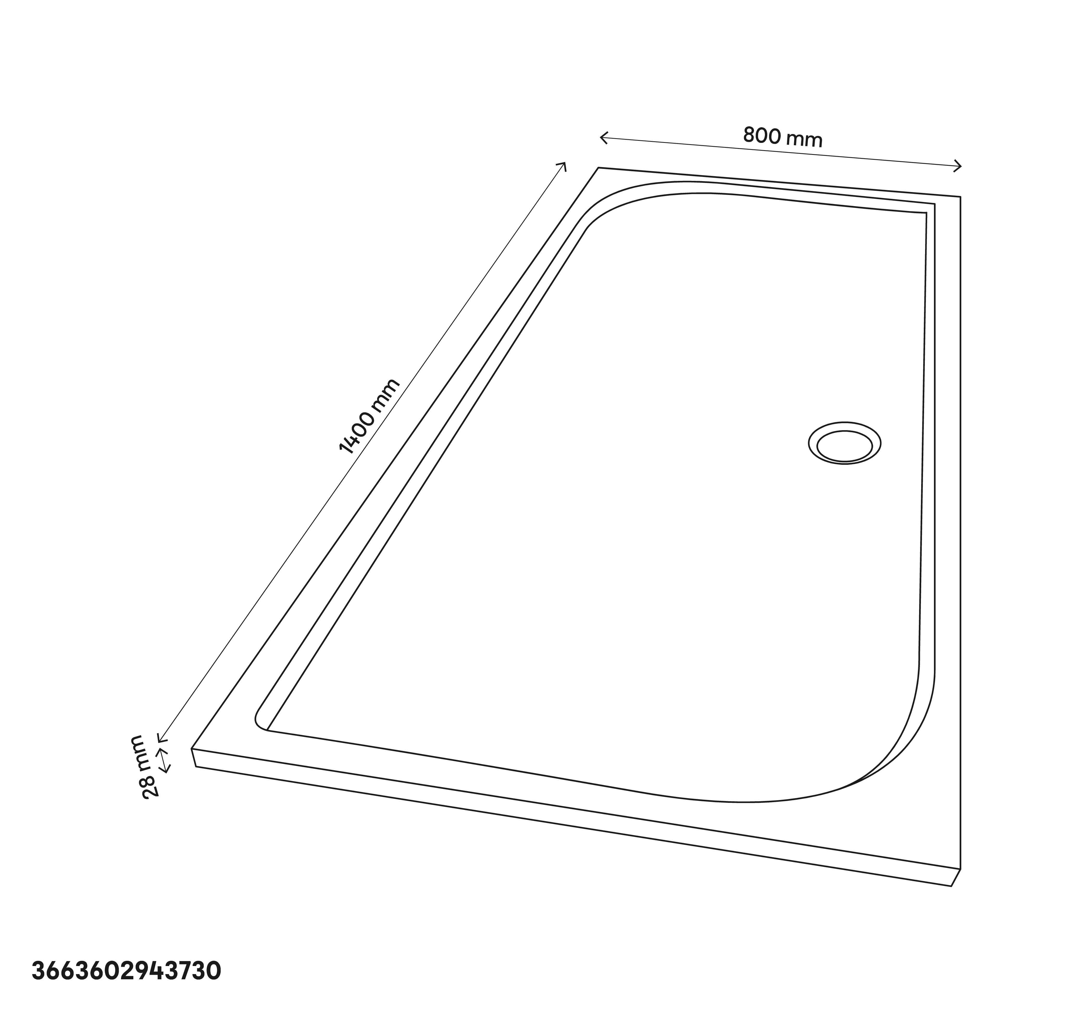 GoodHome Limski White Rectangular Centre drain Shower tray (L)1400mm (W)800mm (H) 27mm