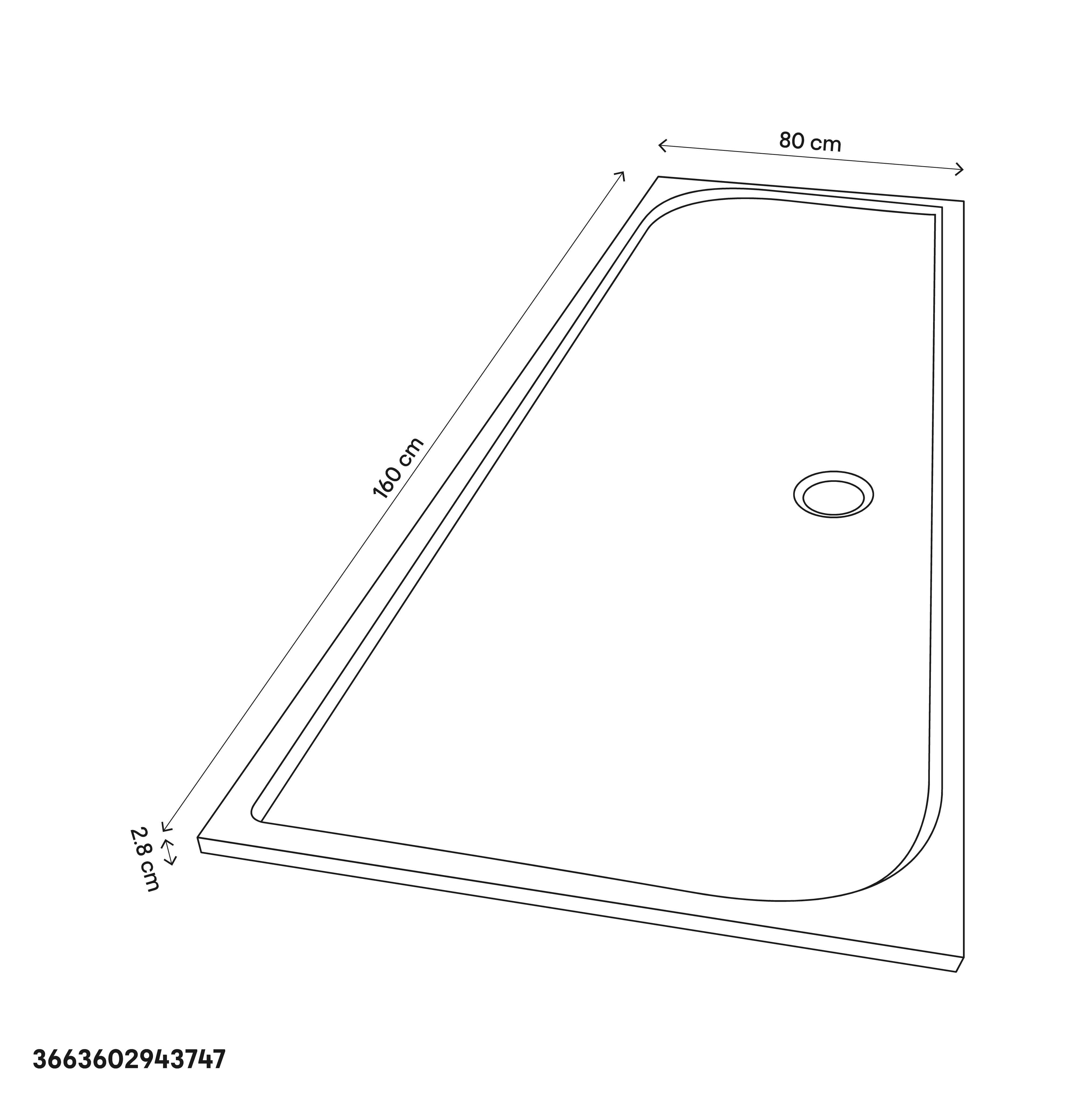 GoodHome Limski White Rectangular Centre drain Shower tray (L)1600mm (W)800mm (H) 27mm