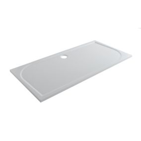 GoodHome Limski White Rectangular Centre drain Shower tray (L)1600mm (W)800mm (H) 27mm