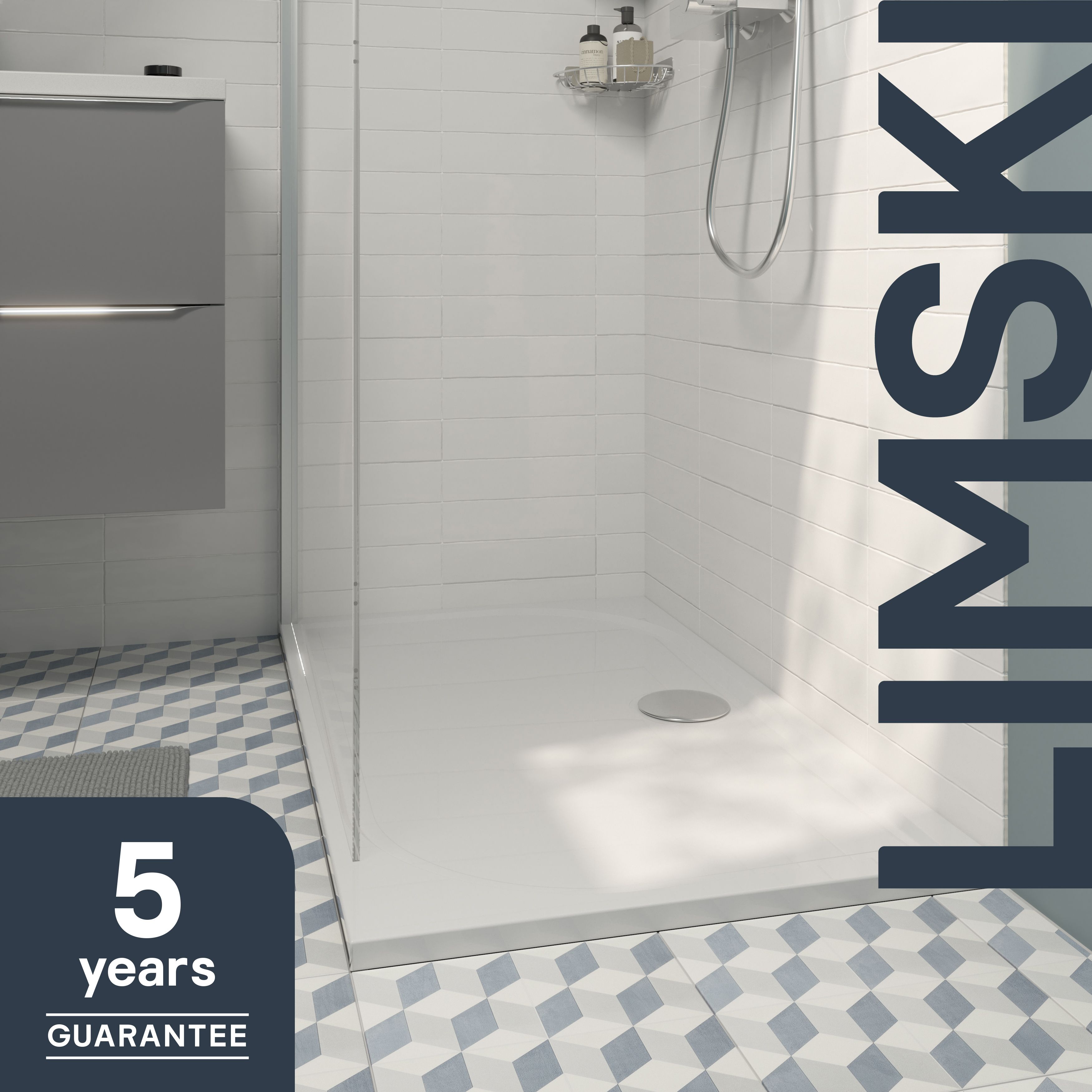 GoodHome Limski White Rectangular Centre drain Shower tray (L)1700mm (W)700mm (H) 27mm
