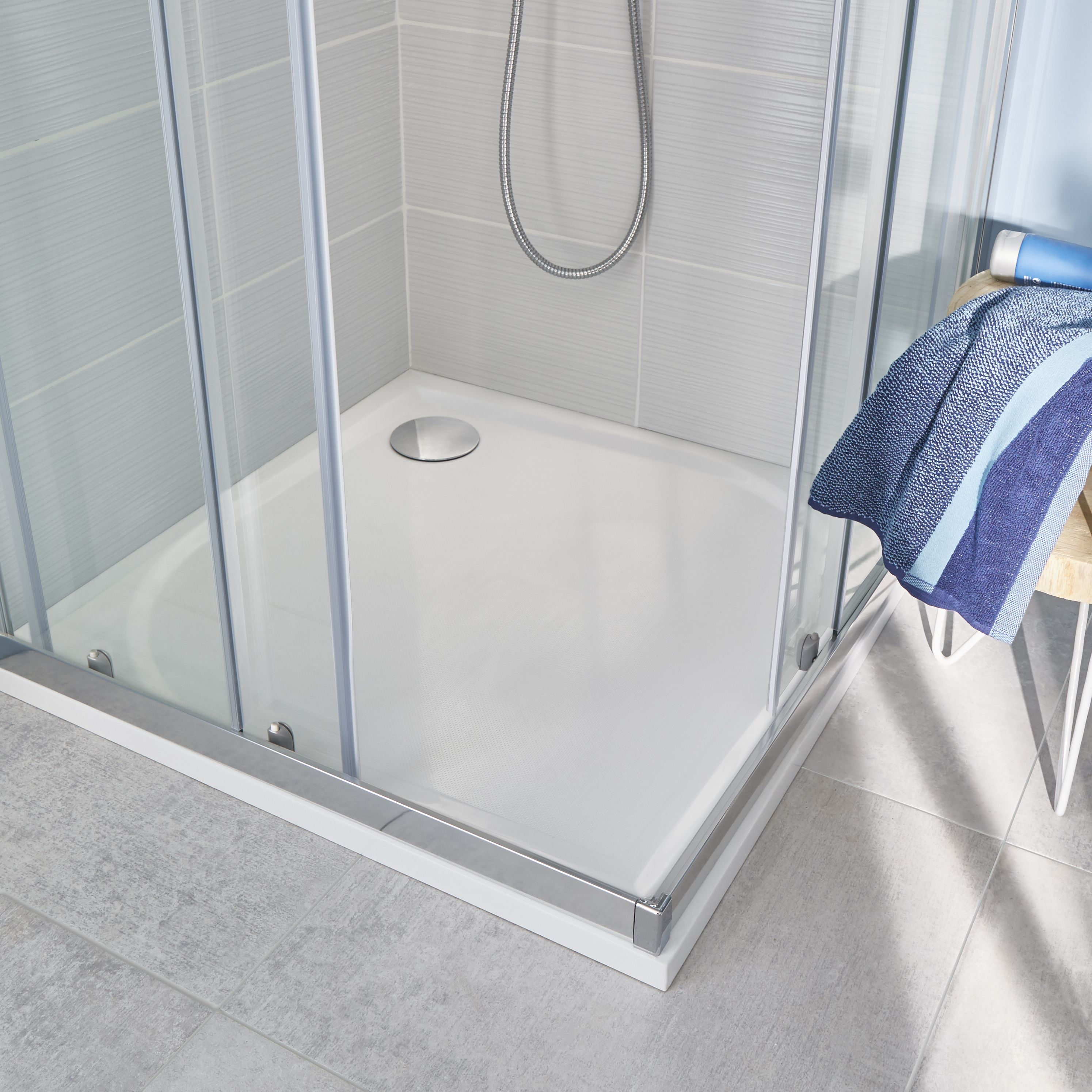 GoodHome Limski White Rectangular Left-hand drainer Shower tray (L)800mm (W)800mm (H) 27mm