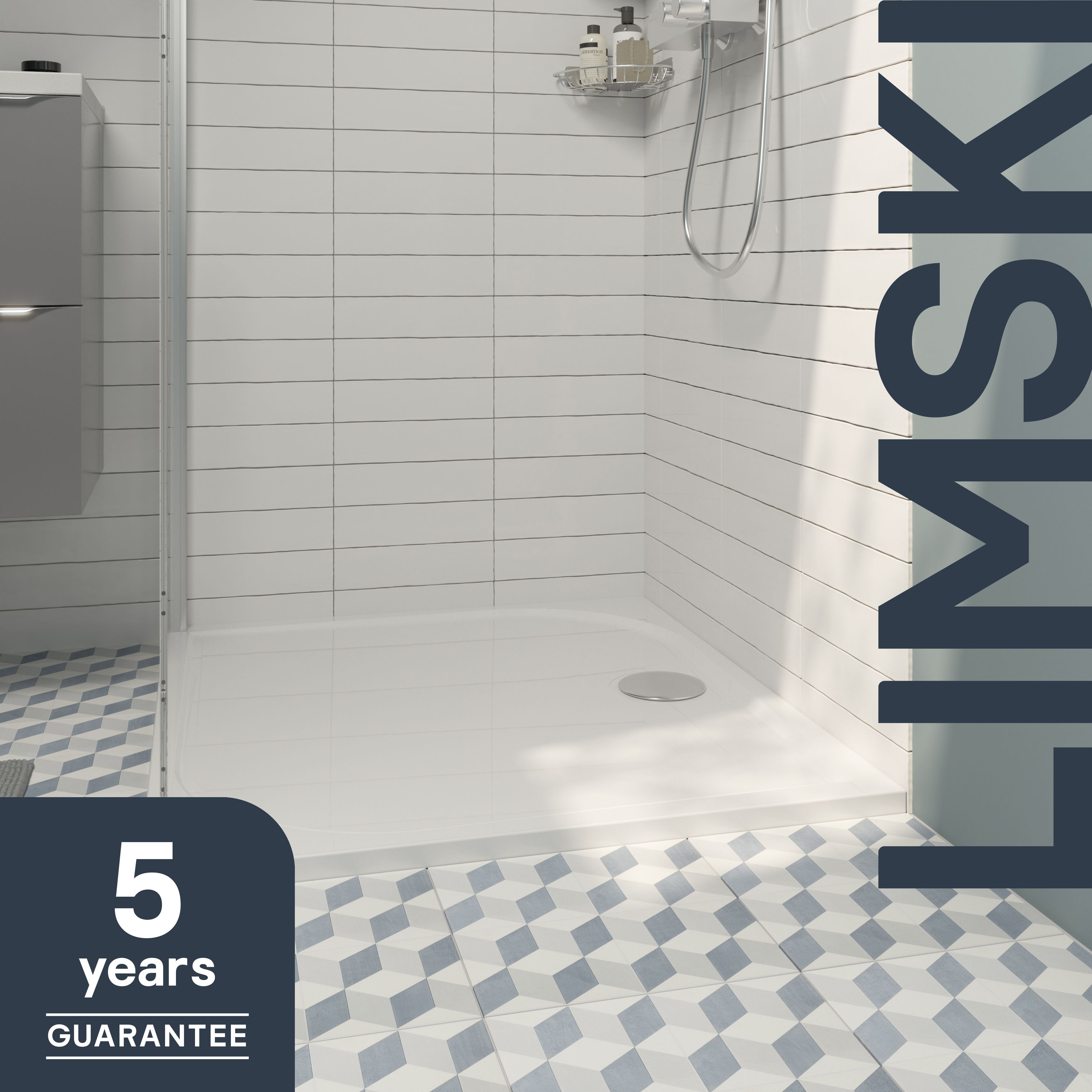 GoodHome Limski White Rectangular Shower tray (L)120cm (W)90cm (H)2.8cm