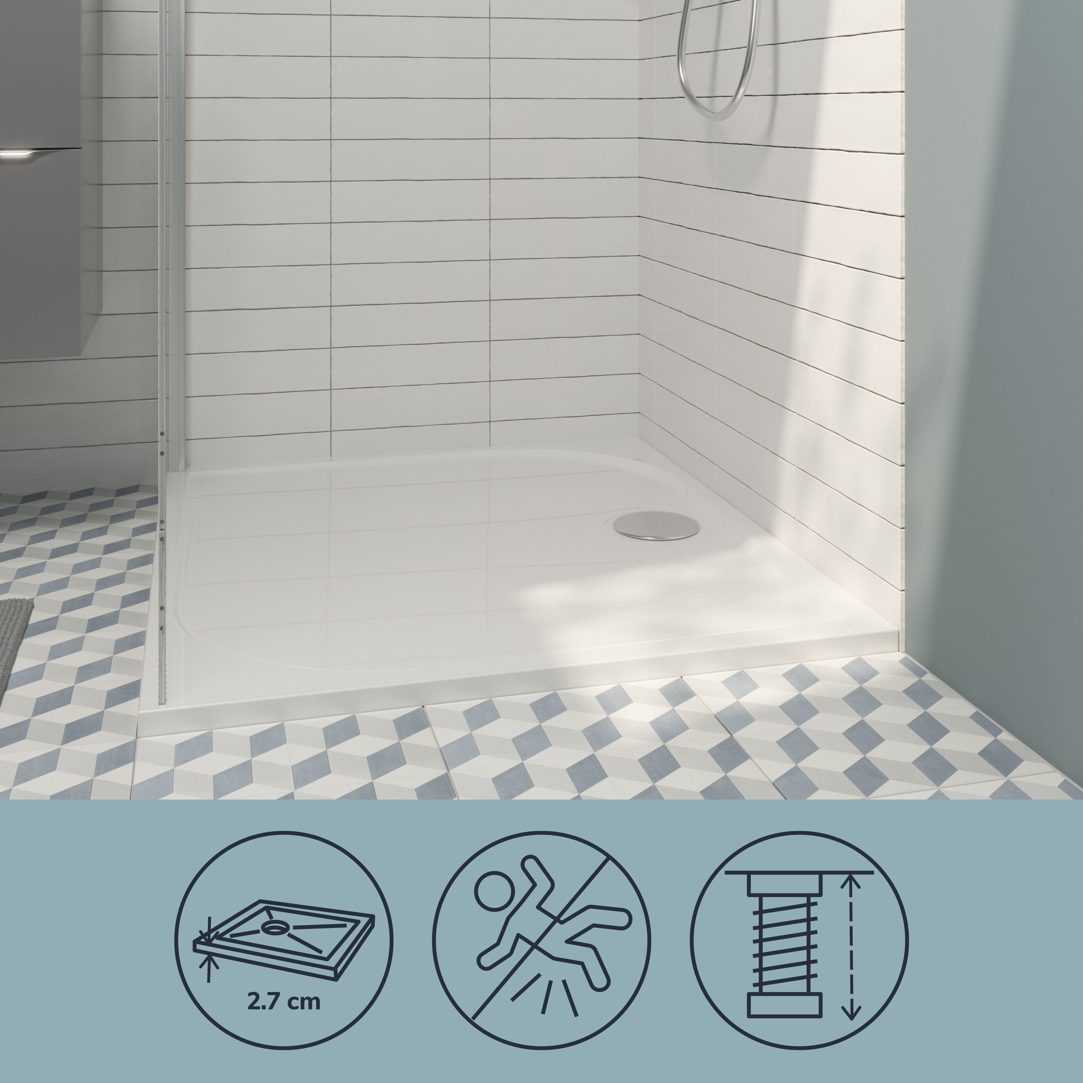 GoodHome Limski White Rectangular Shower tray (L)120cm (W)90cm (H)2.8cm